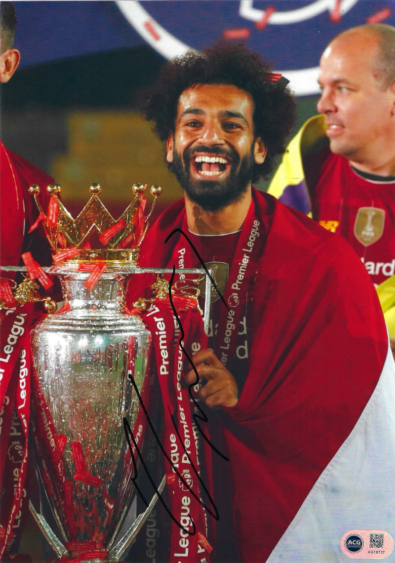MOHAMED SALAH SIGNED LIVERPOOL LEAGUE WIN 12x8 PHOTO (ACG CERT AG18737)-1