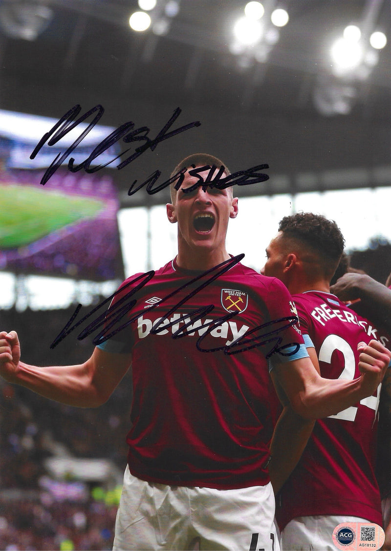DECLAN RICE SIGNED WEST HAM UNITED 12x8 PHOTO (ACG CERT AG18132)-1