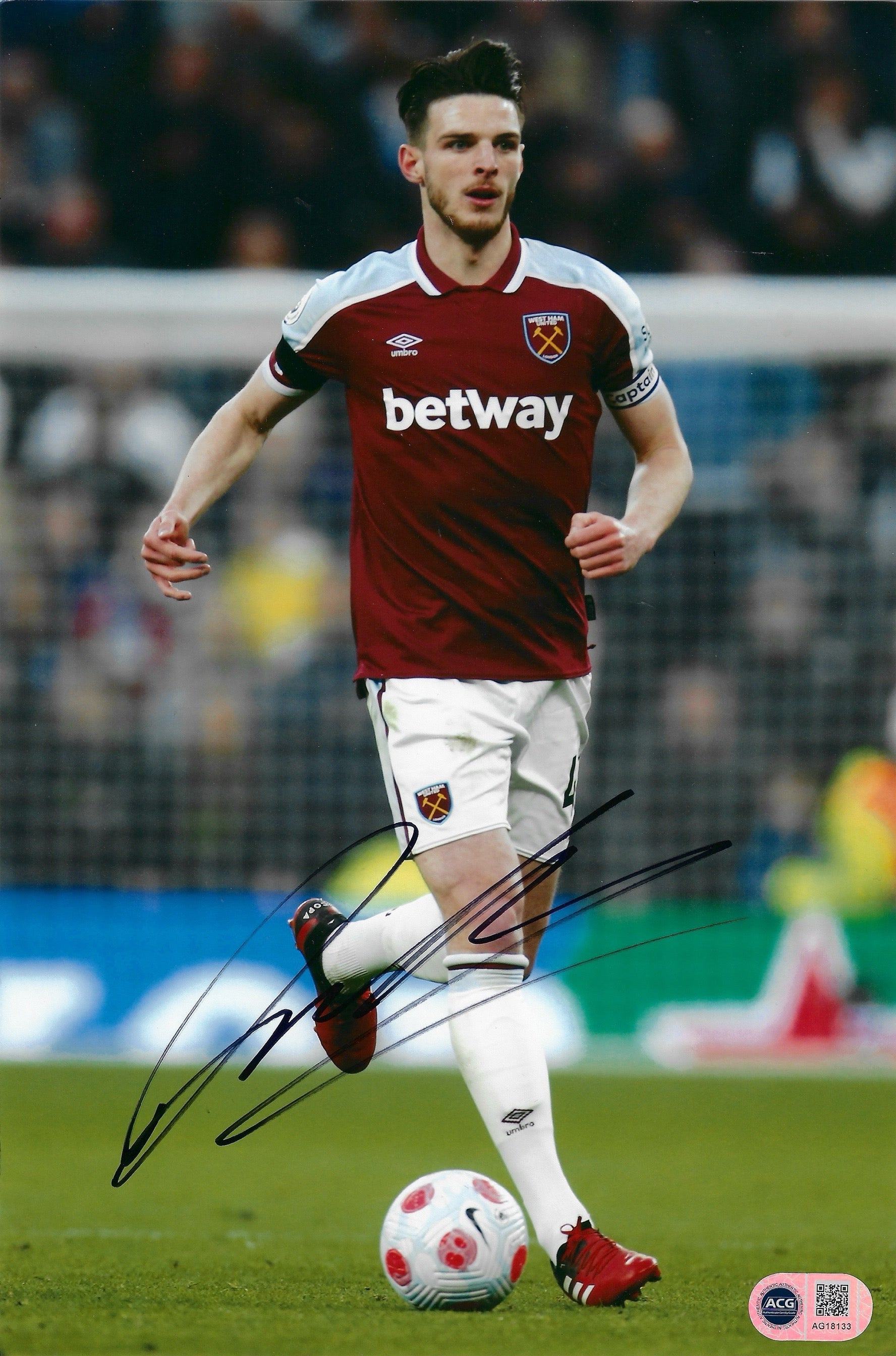 DECLAN RICE SIGNED WEST HAM UNITED 12x8 PHOTO (ACG CERT AG18133)-1