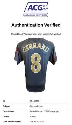 STEVEN GERRARD SIGNED LIVERPOOL FC 2009/10 AWAY SHIRT (ACG CERT AG135930)-2