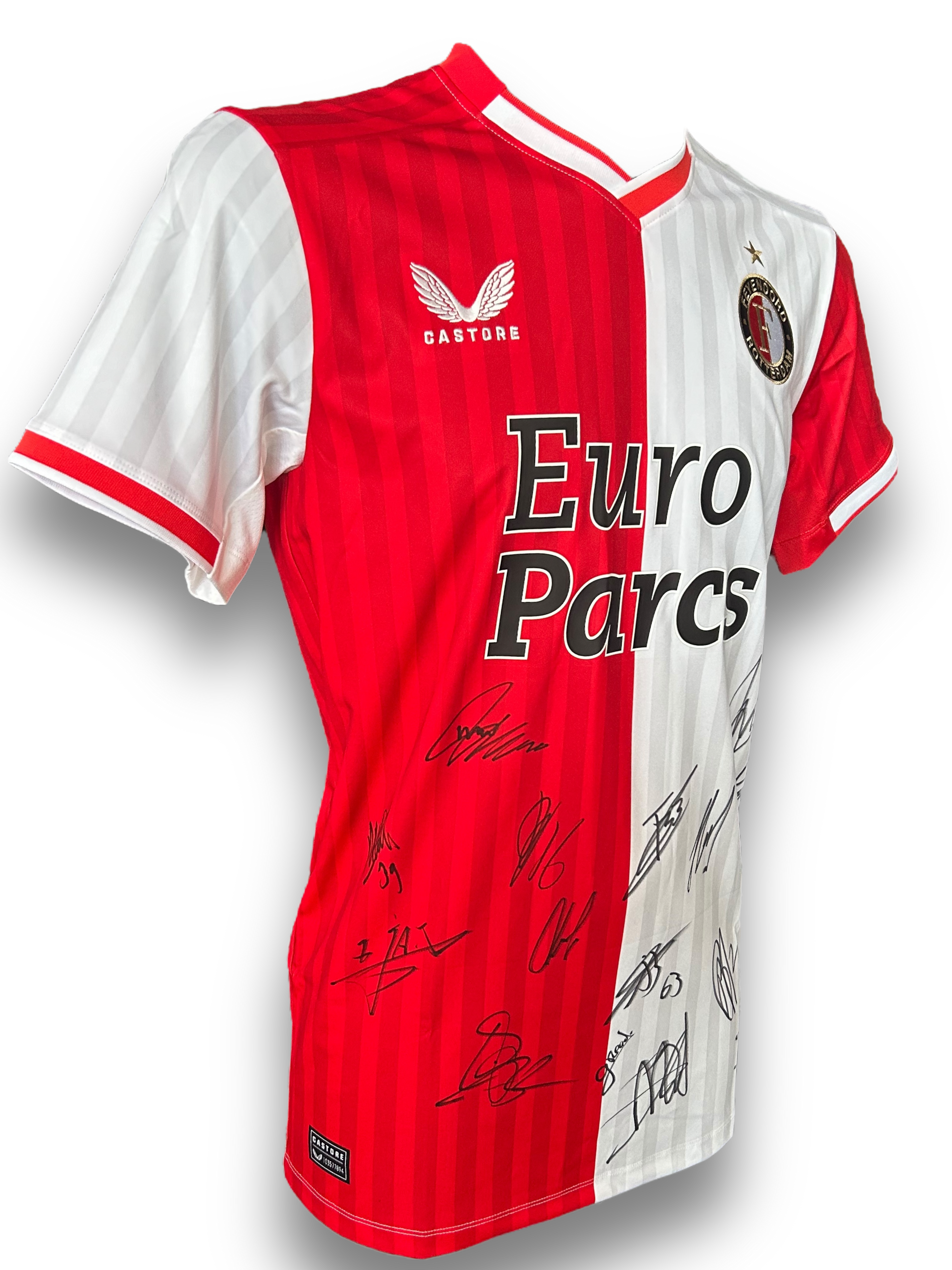 FEYENOORD SIGNED 2023/24 HOME SQUAD SHIRT SLOT, GIMENEZ, STENGS (ACG CERT AG17630)-3