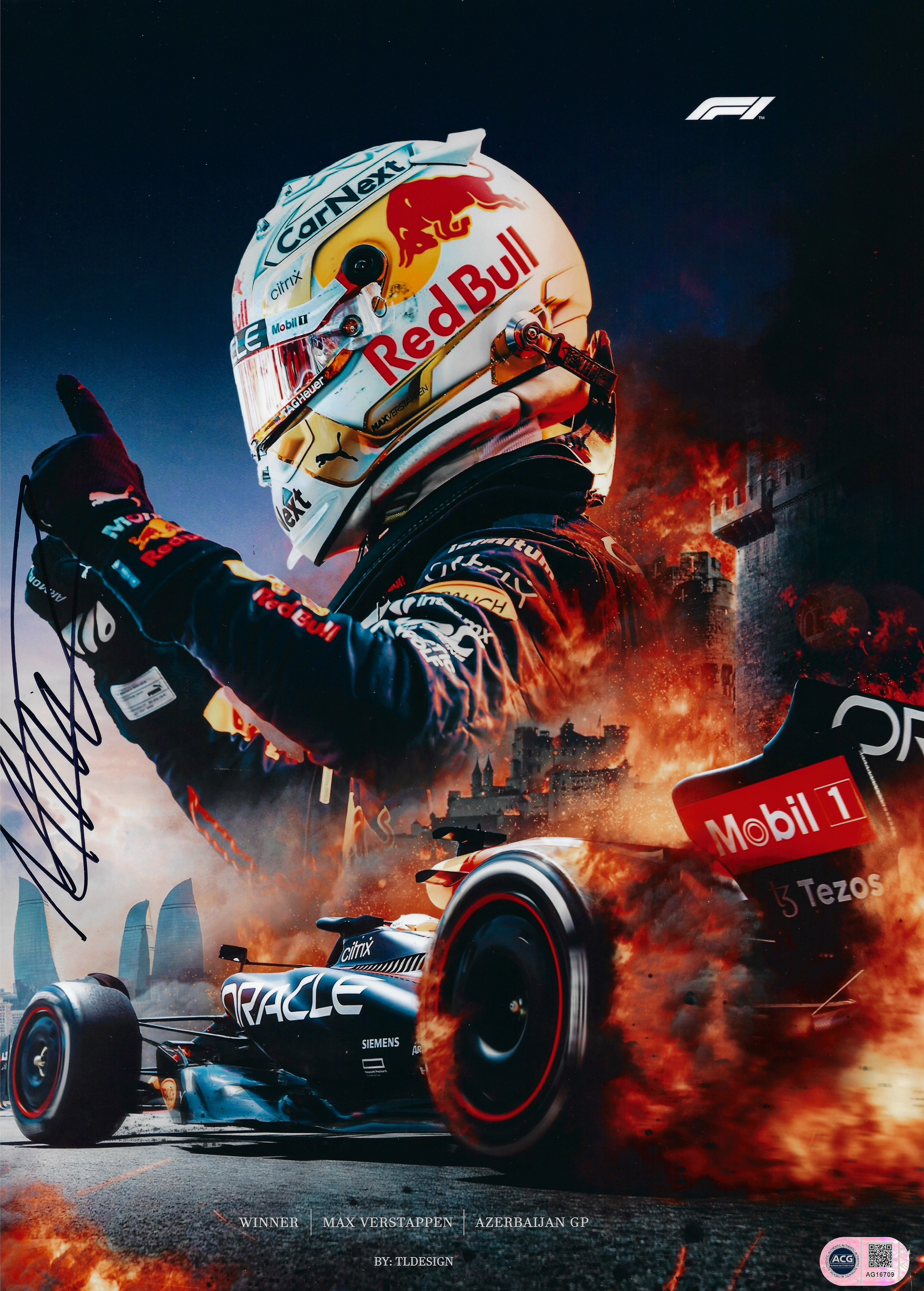 MAX VERSTAPPEN SIGNED RED BULL 16X12 PHOTO F1 CHAMPION (ACG CERT AG16709)