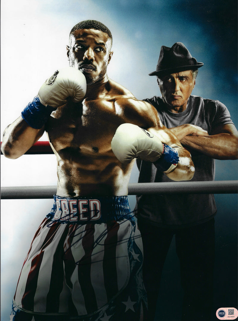 MICHAEL B JORDAN SIGNED ADONIS CREED ROCKY 16x12 PHOTO (ACG CERT AG16697)-1