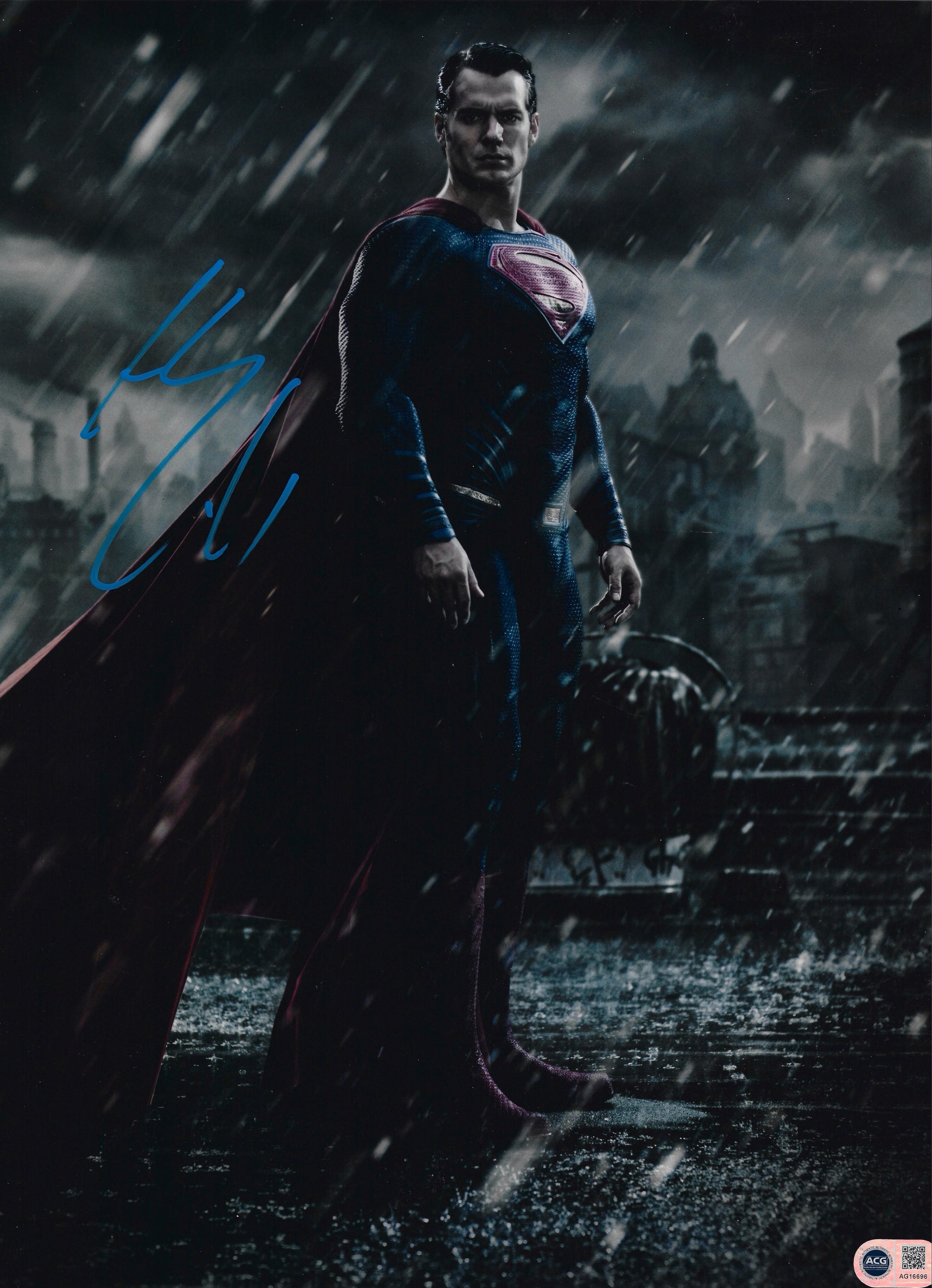 HENRY CAVILL SIGNED SUPERMAN 16x12 PHOTO (ACG CERT AG16696)-1