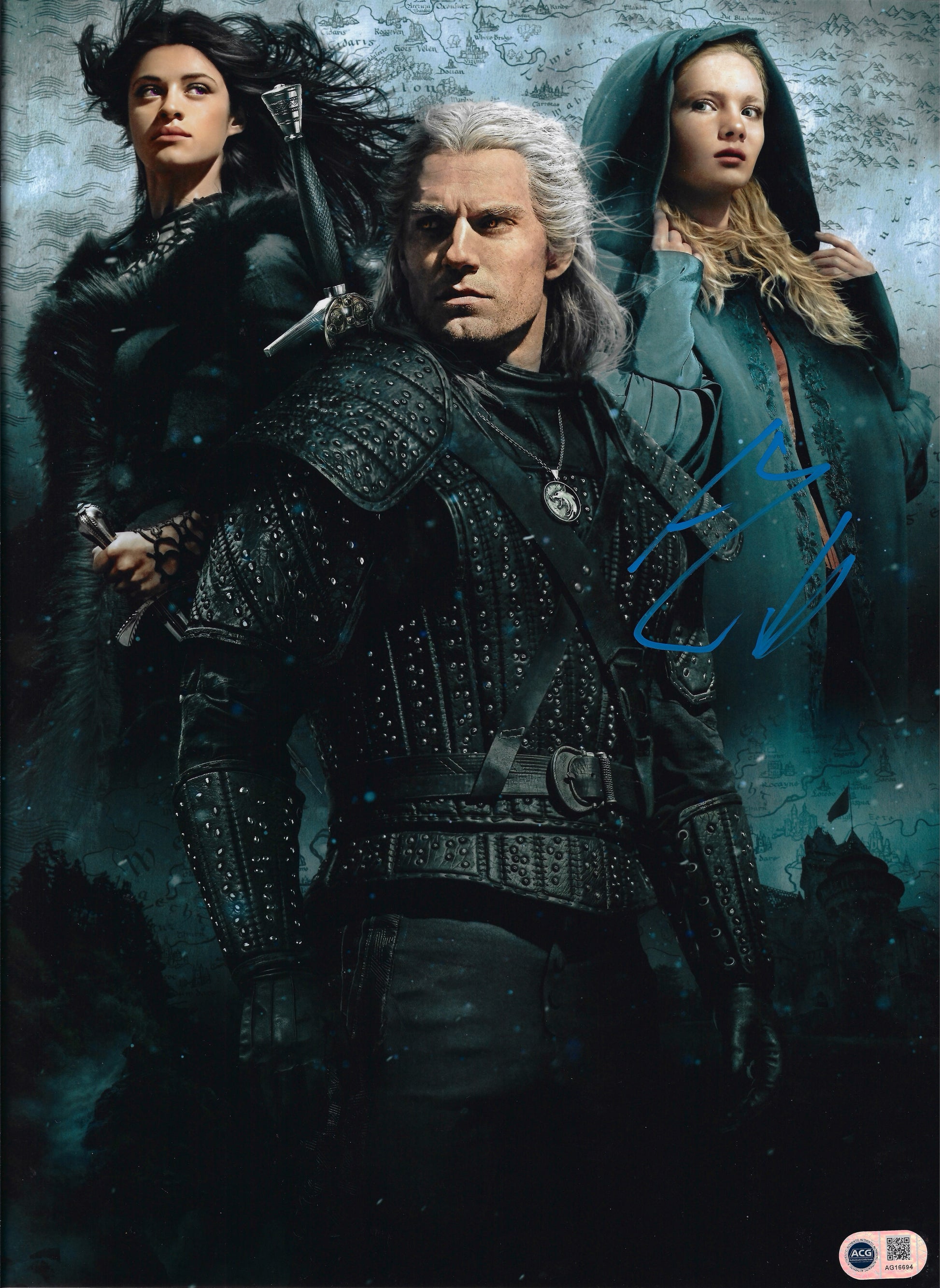 HENRY CAVILL SIGNED GERALT THE WITCHER 16x12 PHOTO (ACG CERT AG16694)-1