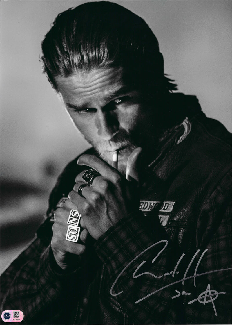 CHARLIE HUNNAM SIGNED JAX TELLER SONS OF ANARCHY 16x12 PHOTO (ACG CERT AG16693)-1