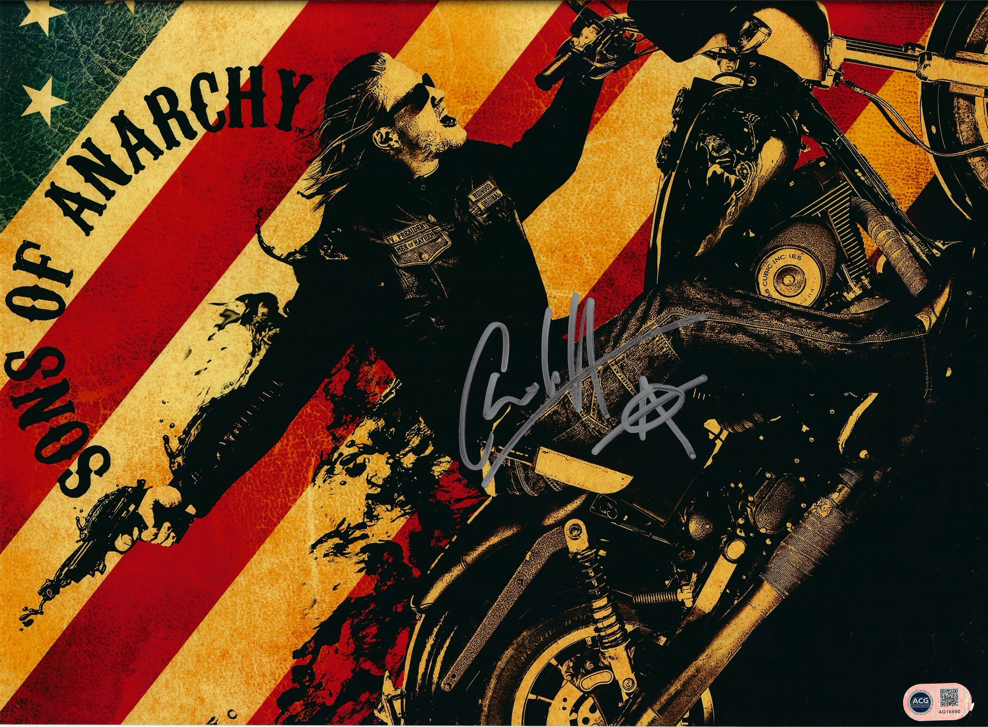 CHARLIE HUNNAM SIGNED JAX TELLER SONS OF ANARCHY 16x12 PHOTO (ACG CERT AG16690)-1