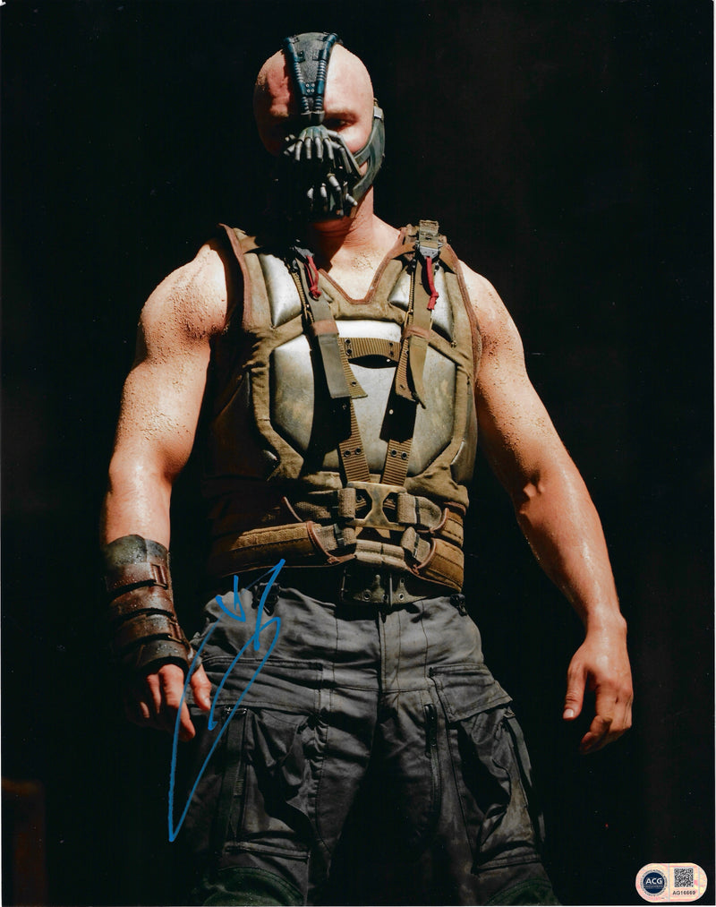 TOM HARDY SIGNED BANE DARK KNIGHT RISES 14x11 PHOTO (ACG CERT AG16669)-1