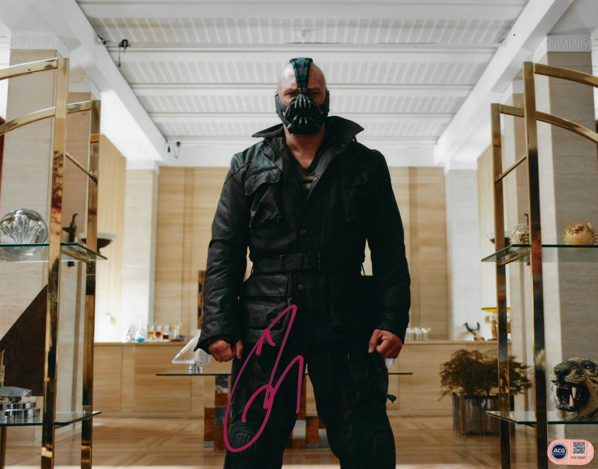 TOM HARDY SIGNED BANE BATMAN 14x11 PHOTO (ACG CERT AG16667)-1