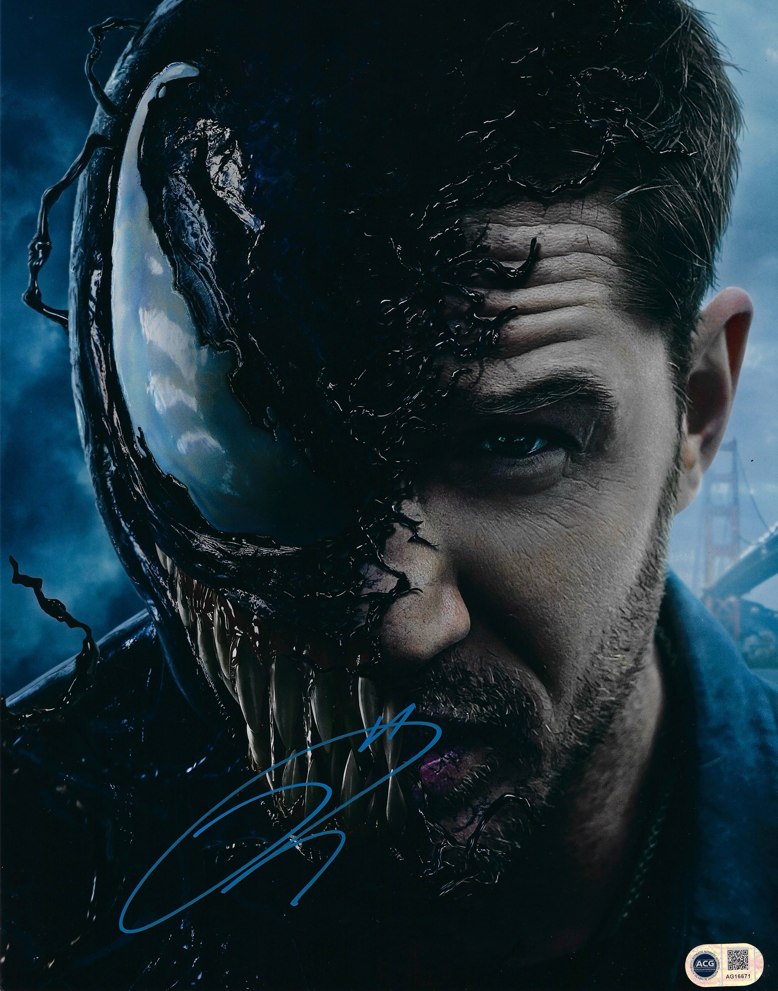 TOM HARDY SIGNED VENOM 14x11 PHOTOGRAPH (ACG CERT AG16671)