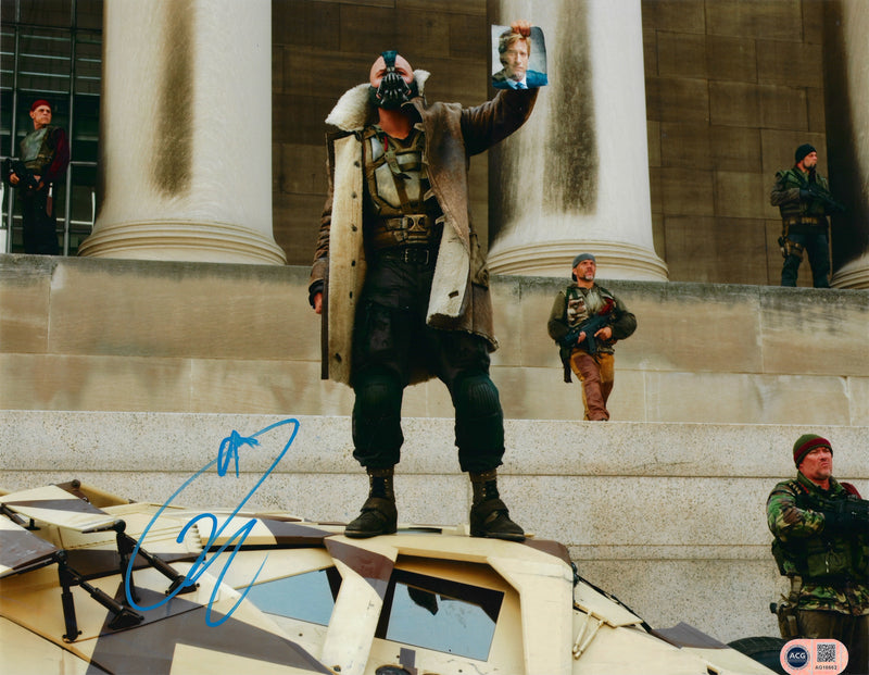 TOM HARDY SIGNED BANE BATMAN 14x11 PHOTO (ACG CERT AG16662)-1