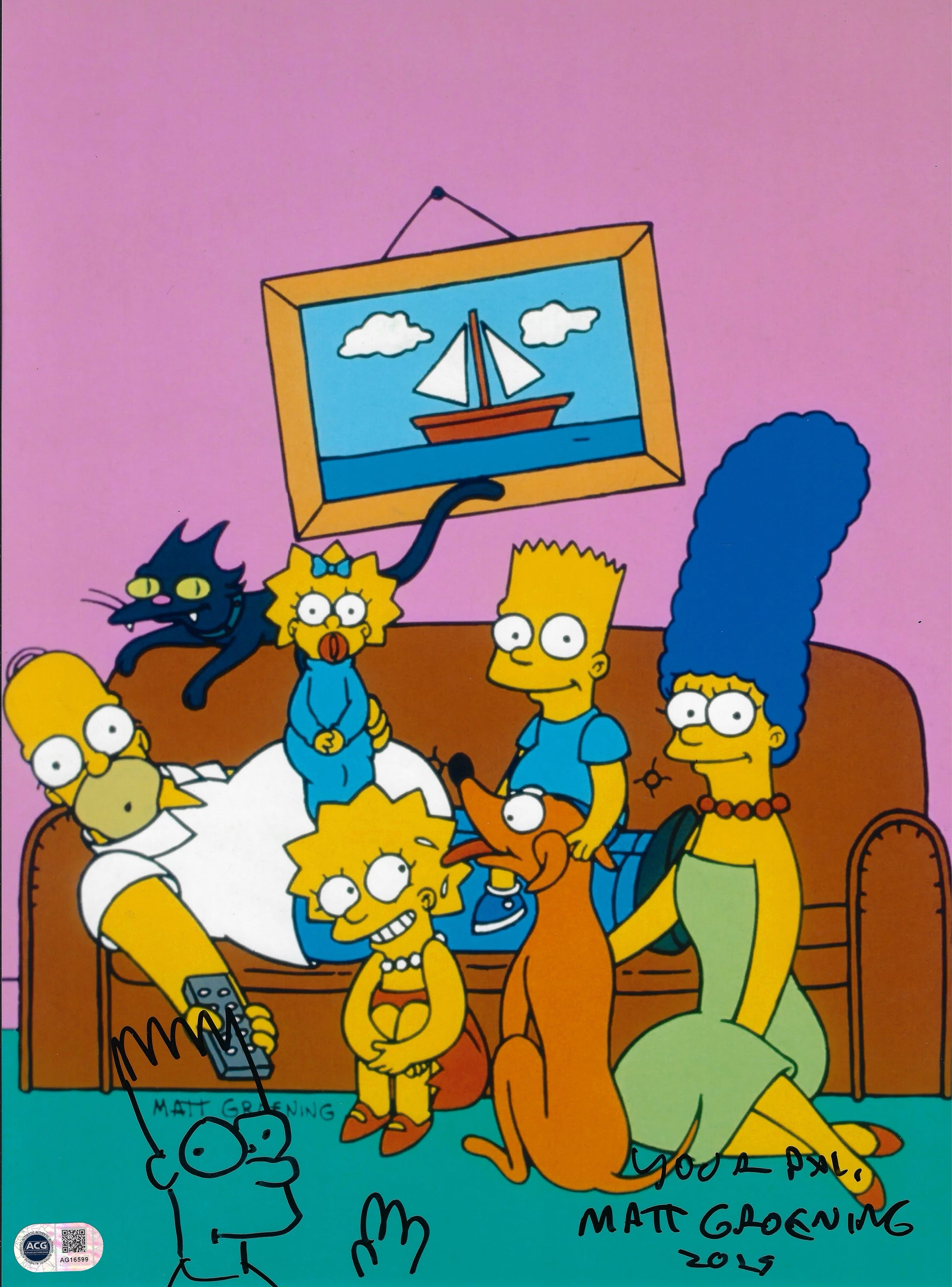 MATT GROENING SIGNED THE SIMPSONS 16x12 PHOTO (ACG CERT AG16599)-1