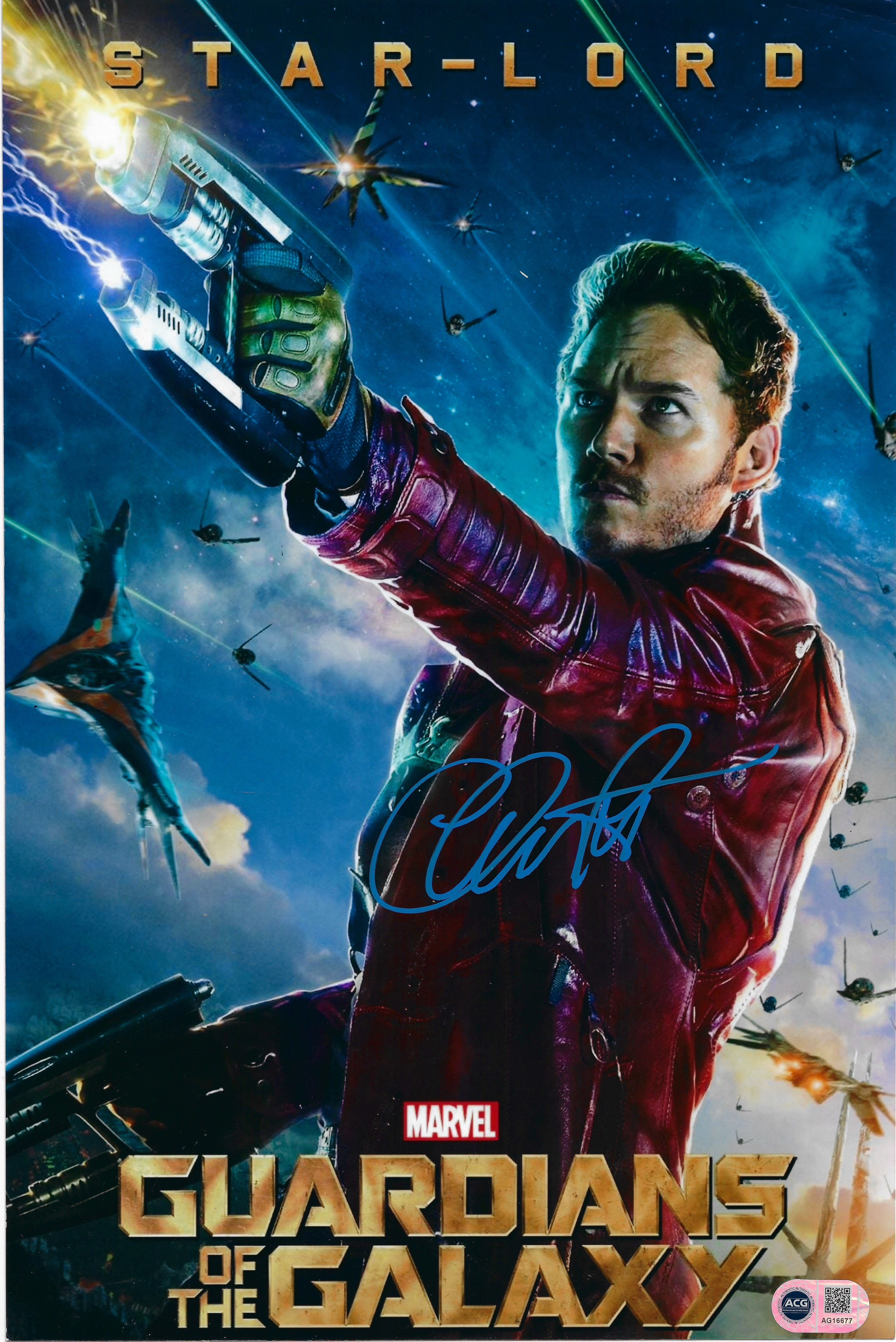 CHRIS PRATT SIGNED GUARDIANS OF THE GALAXY 15x10 PHOTO (ACG CERT AG16677)