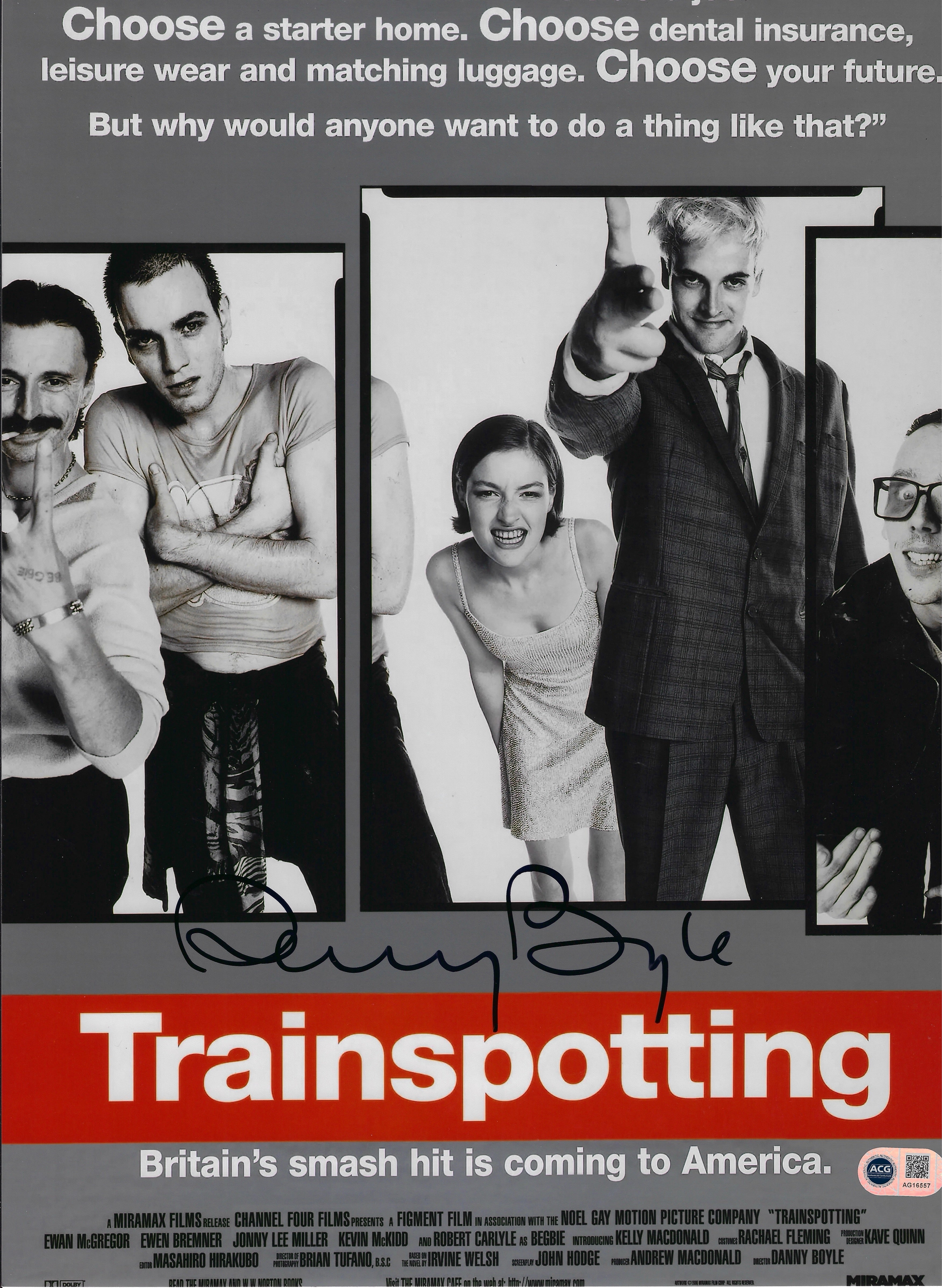 DANNY BOYLE SIGNED TRAINSPOTTING 16x12 PHOTO (ACG CERT AG16557)