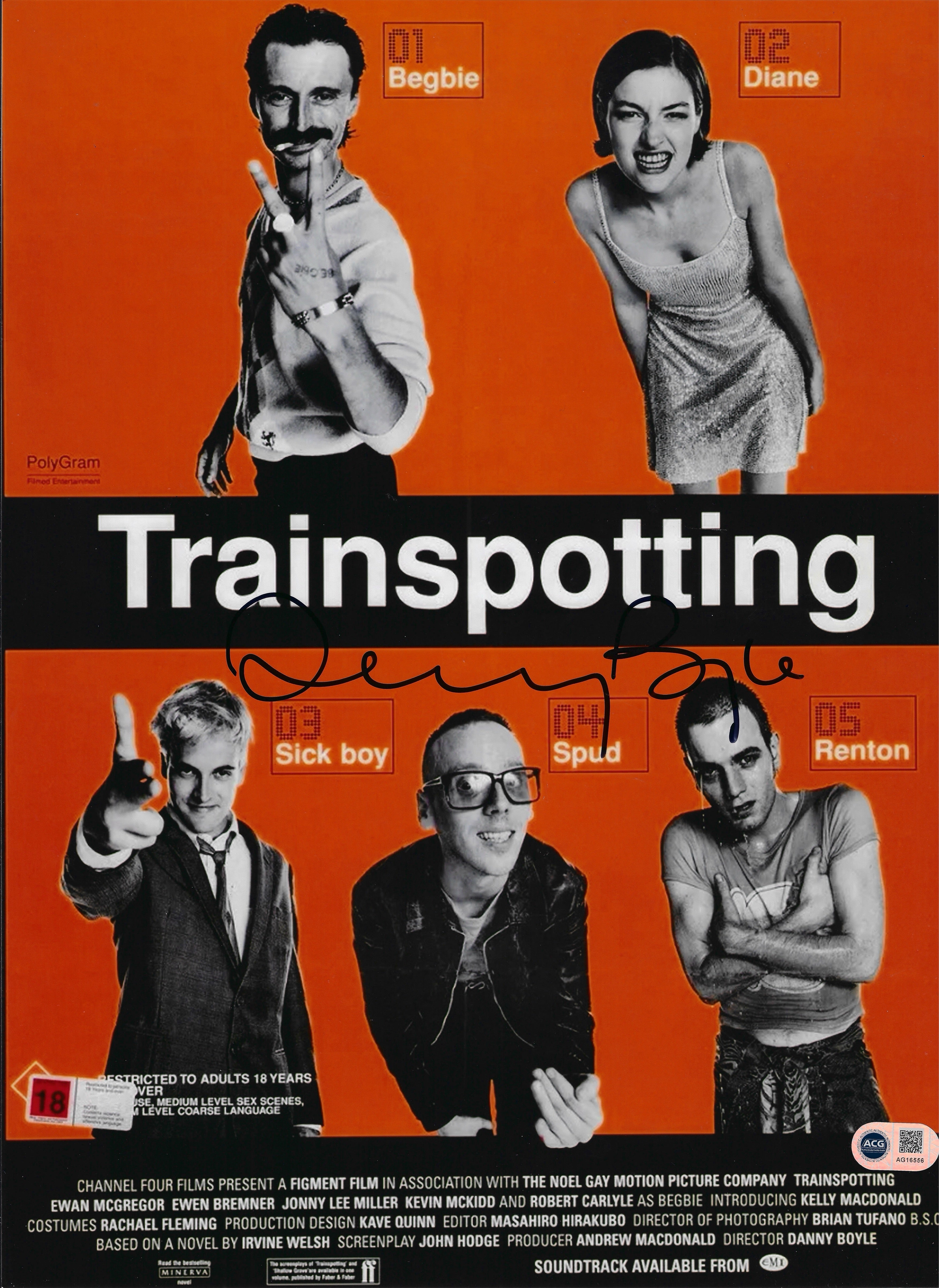 DANNY BOYLE SIGNED TRAINSPOTTING 16x12 PHOTO (ACG CERT AG16556)