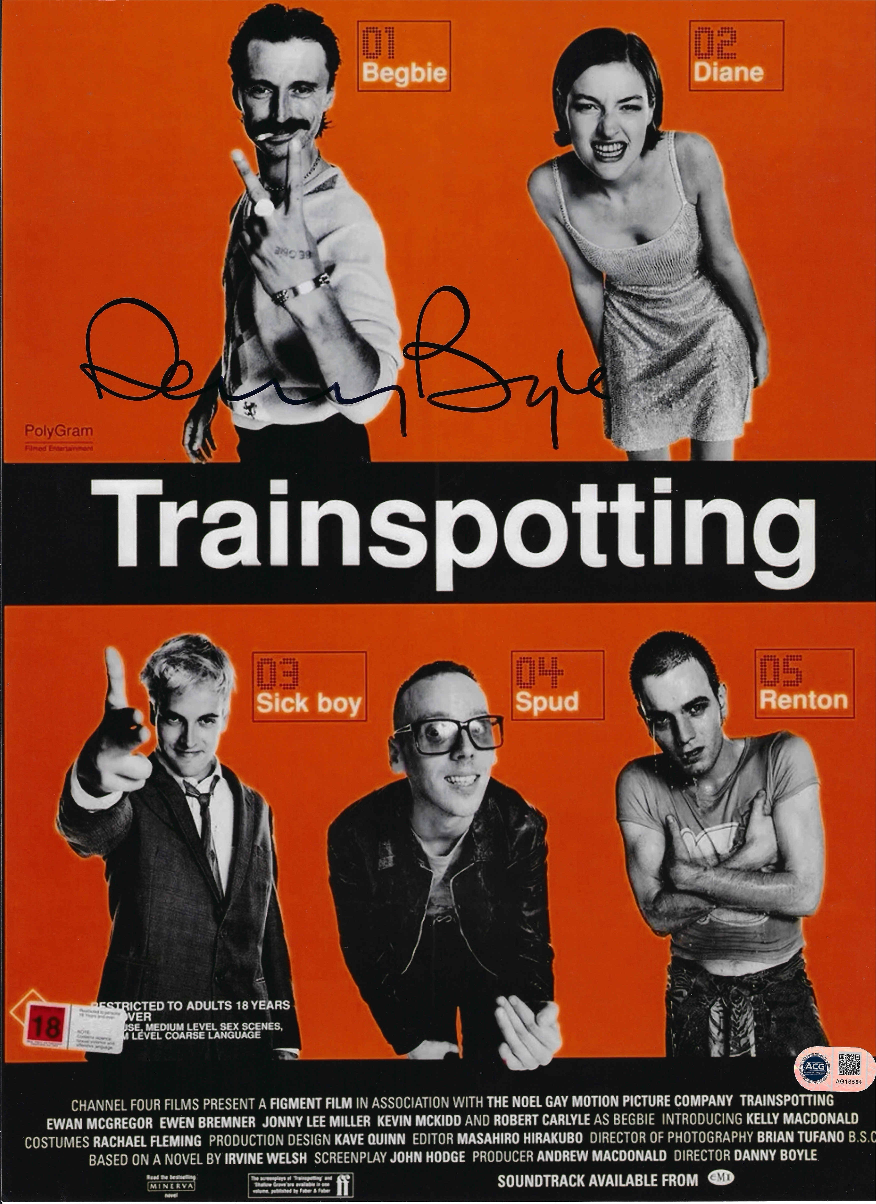 DANNY BOYLE SIGNED TRAINSPOTTING 16x12 PHOTO (ACG CERT AG16554)