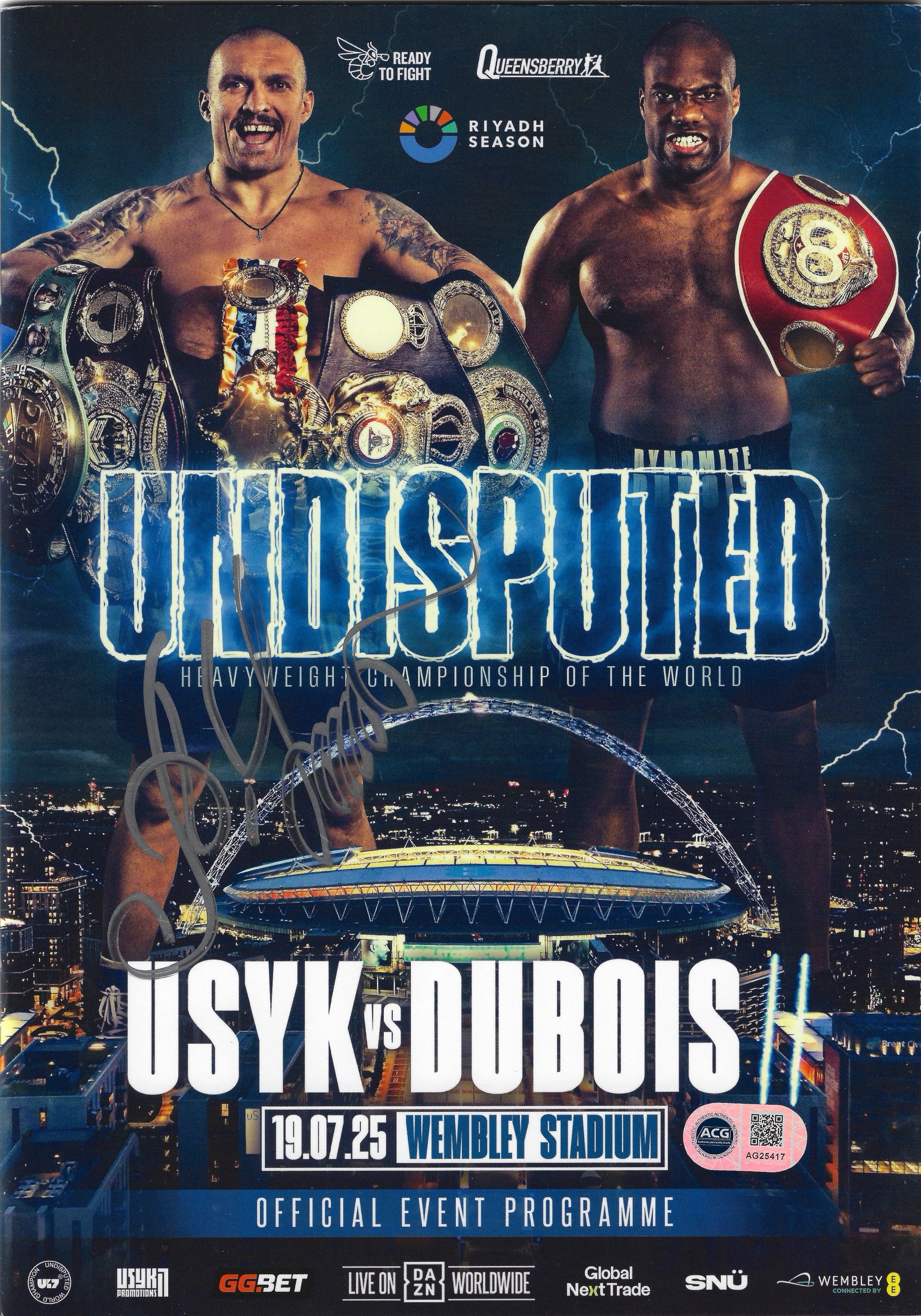 OLEKSANDR USYK SIGNED USYK DUBOIS UNDISPUTED PROGRAMME (ACG CERT AG25417)-1