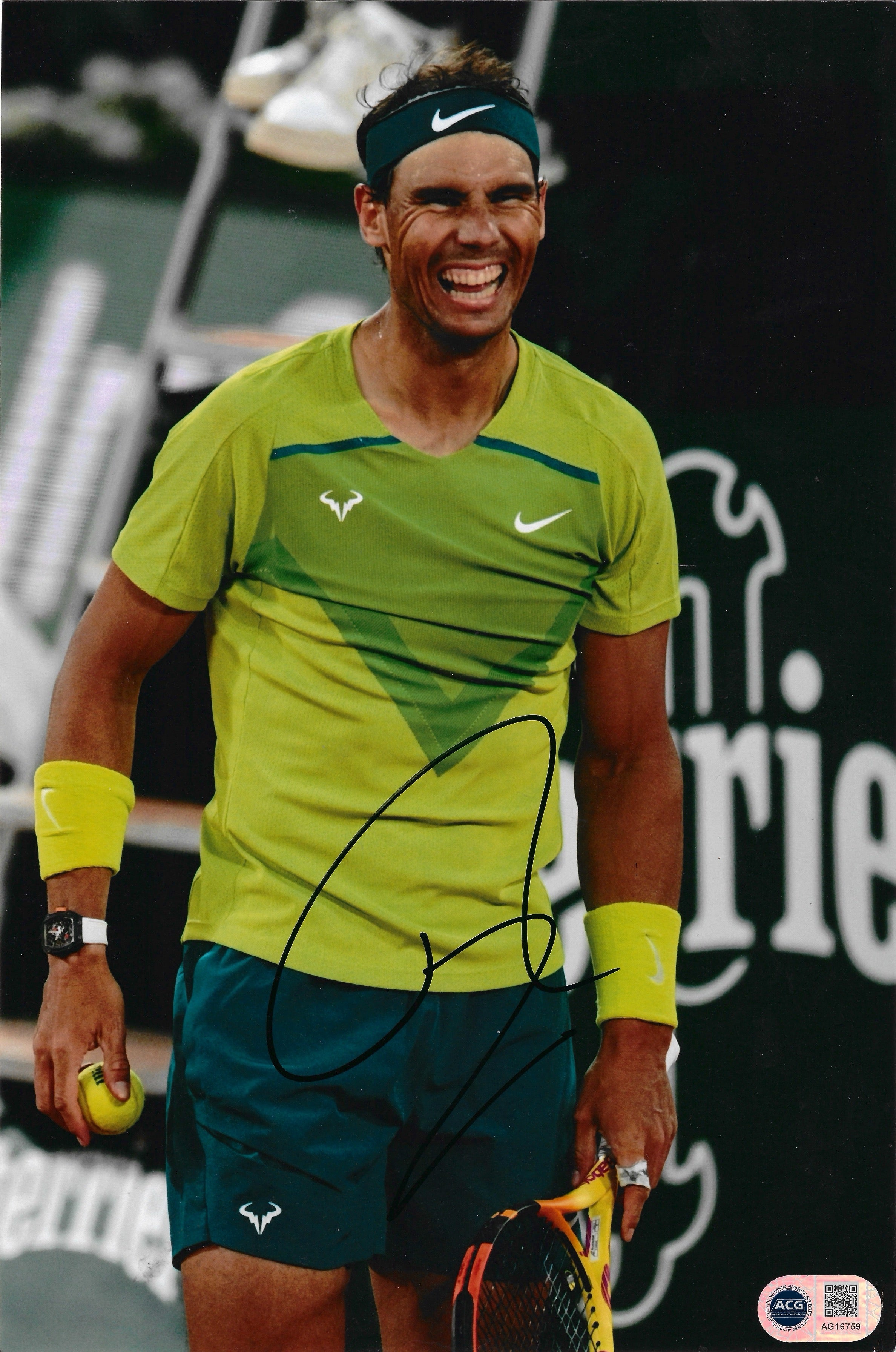 RAFAEL NADAL SIGNED 12x8 TENNIS PHOTOGRAPH (ACG CERT AG16759)