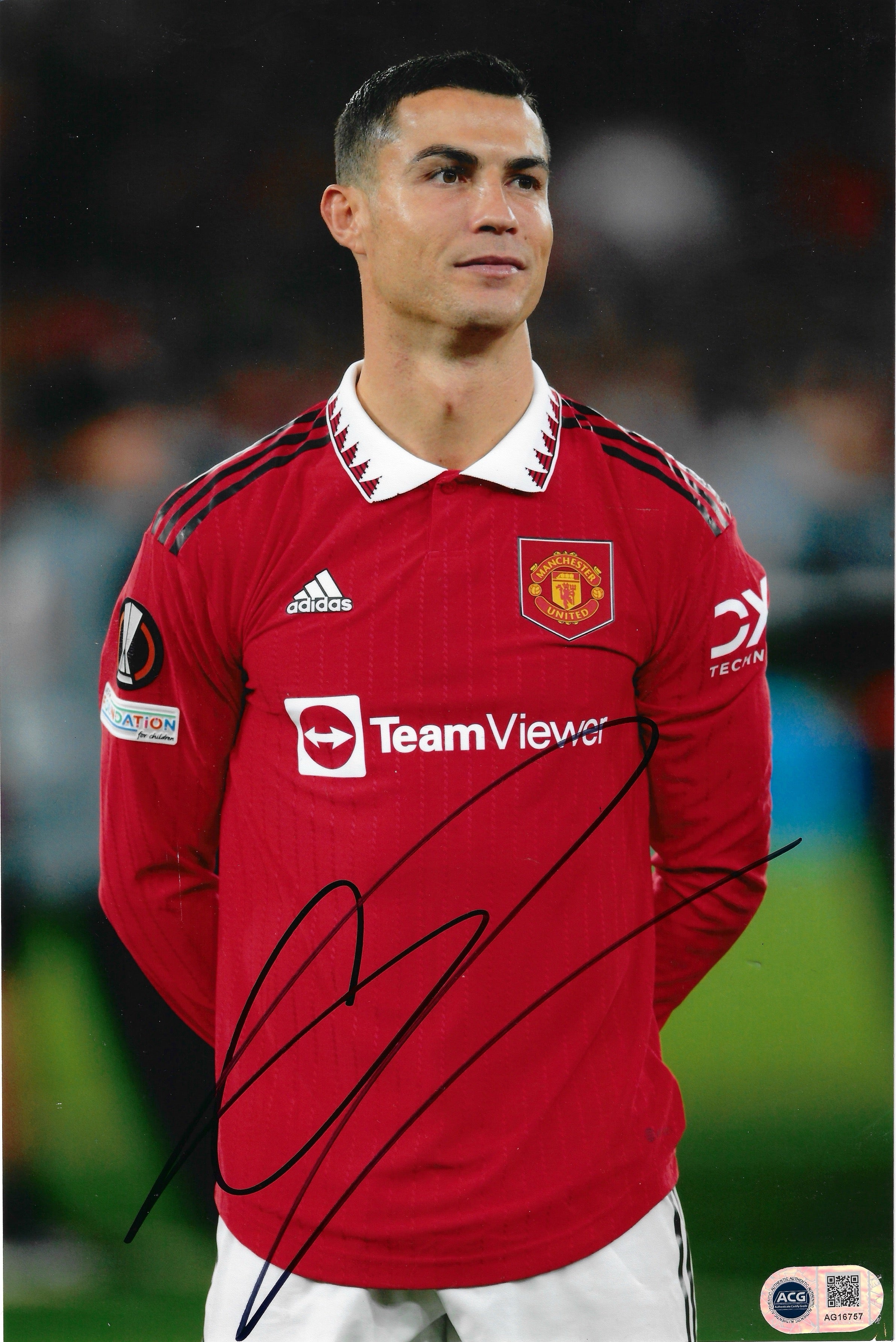 CRISTIANO RONALDO SIGNED 12x8 MANCHESTER UNITED PHOTO (ACG CERT AG16757)
