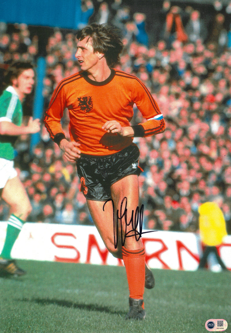 JOHAN CRUYFF SIGNED NETHERLANDS 18x12 PHOTOGRAPH (ACG CERT AG16566)-1