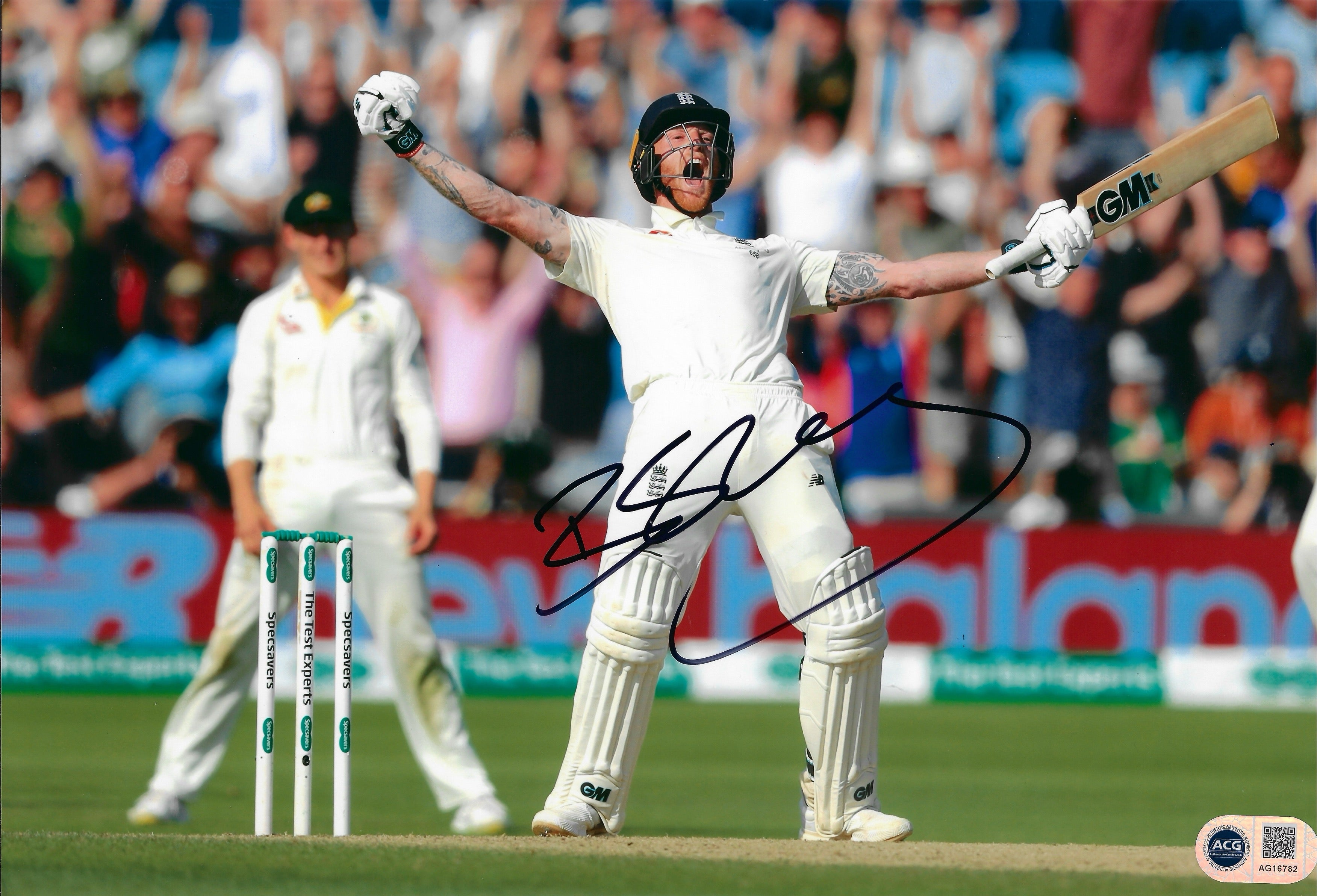 BEN STOKES SIGNED 12x8 ENGLAND ASHES HEADINGLEY PHOTO (ACG CERT AG16782)