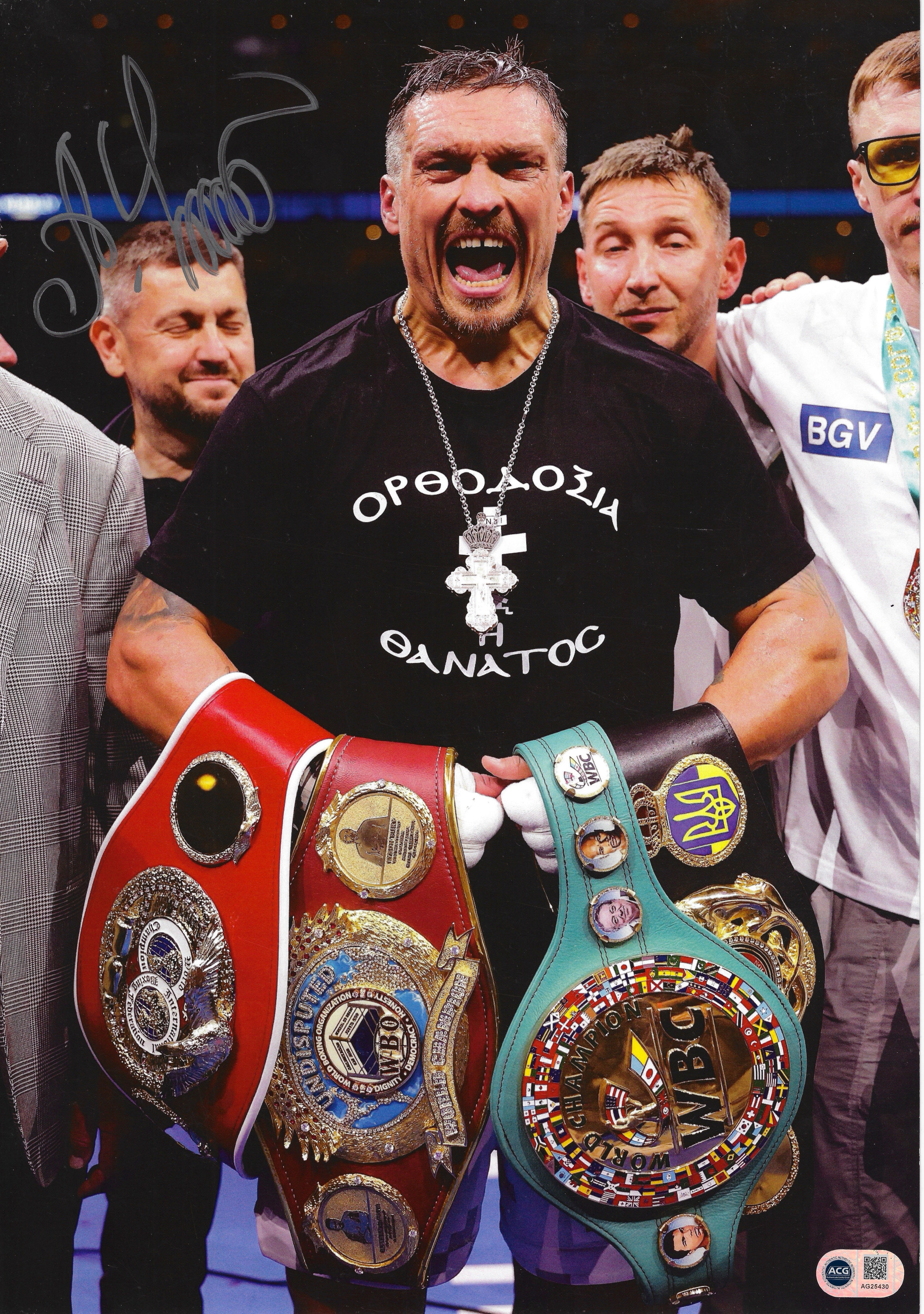 OLEKSANDR USYK SIGNED 16x12 UNDISPUTED CHAMP PHOTO (ACG CERT AG25430)