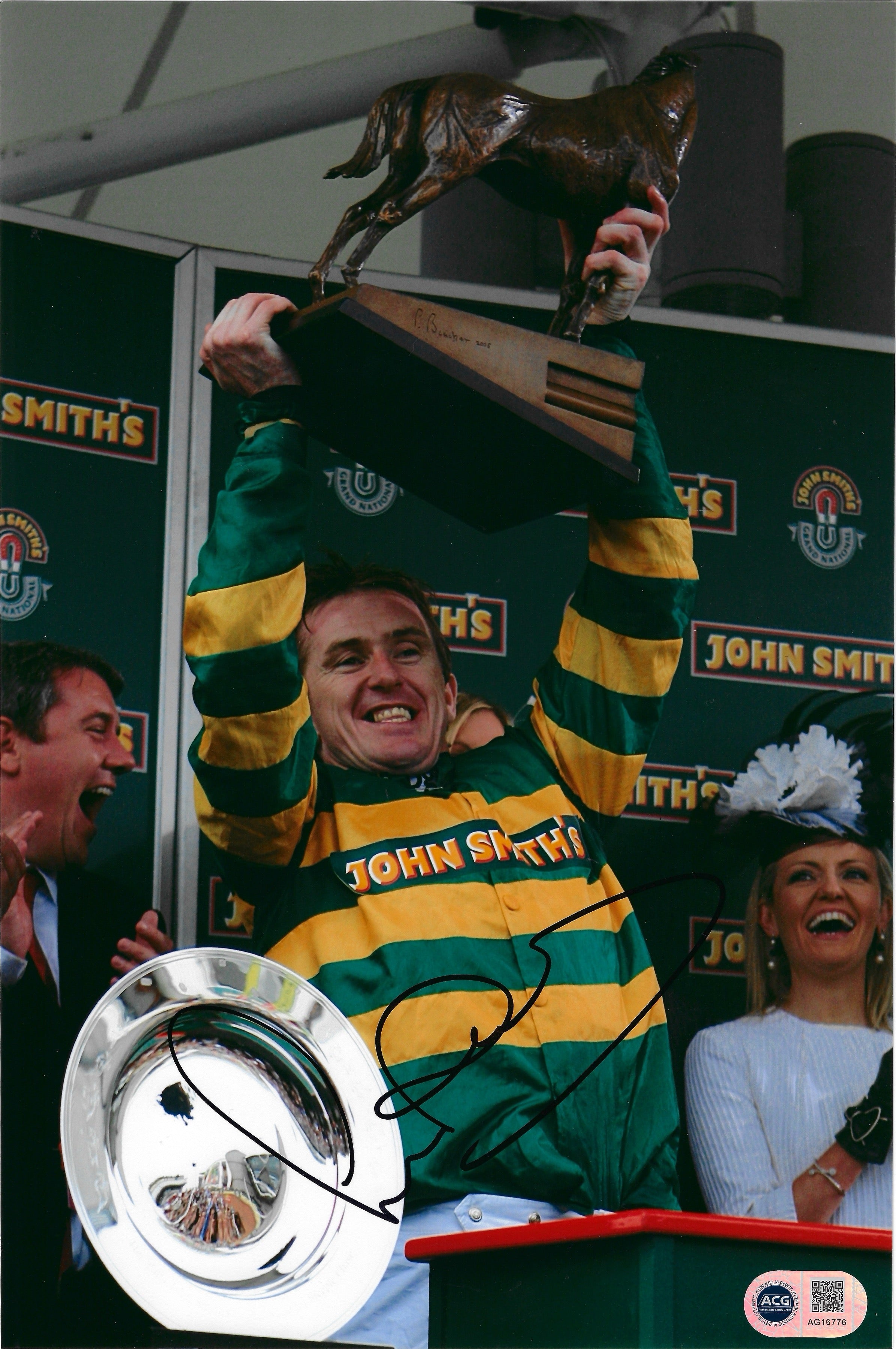 TONY AP MCCOY SIGNED GRAND NATIONAL WINNER 12X8 PHOTO (ACG CERT AG16776)