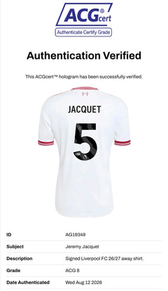 JEREMY JACQUET SIGNED LIVERPOOL FC 26/27 AWAY SHIRT (ACG CERT AG19349)-3