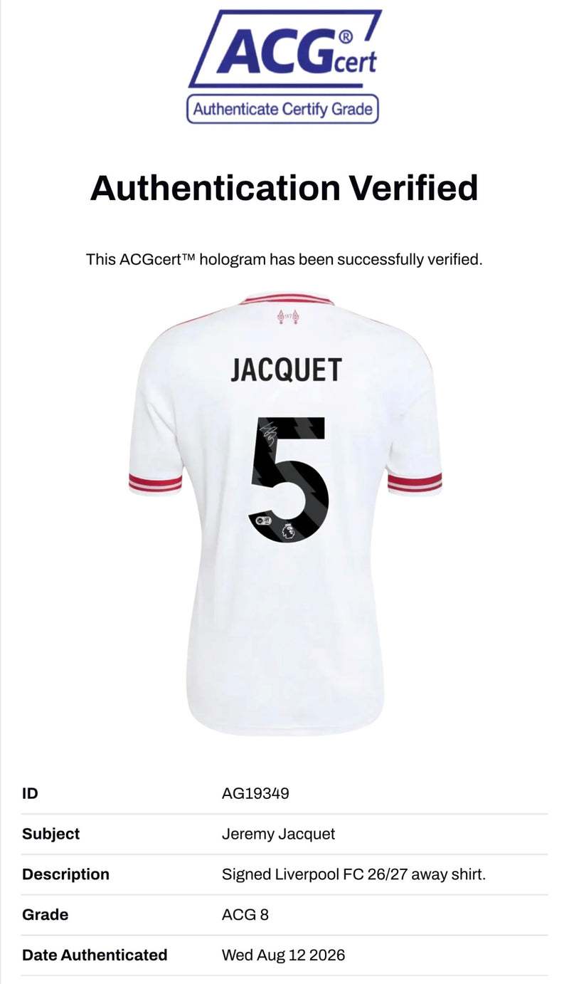 JEREMY JACQUET SIGNED LIVERPOOL FC 26/27 AWAY SHIRT (ACG CERT AG19349)-3