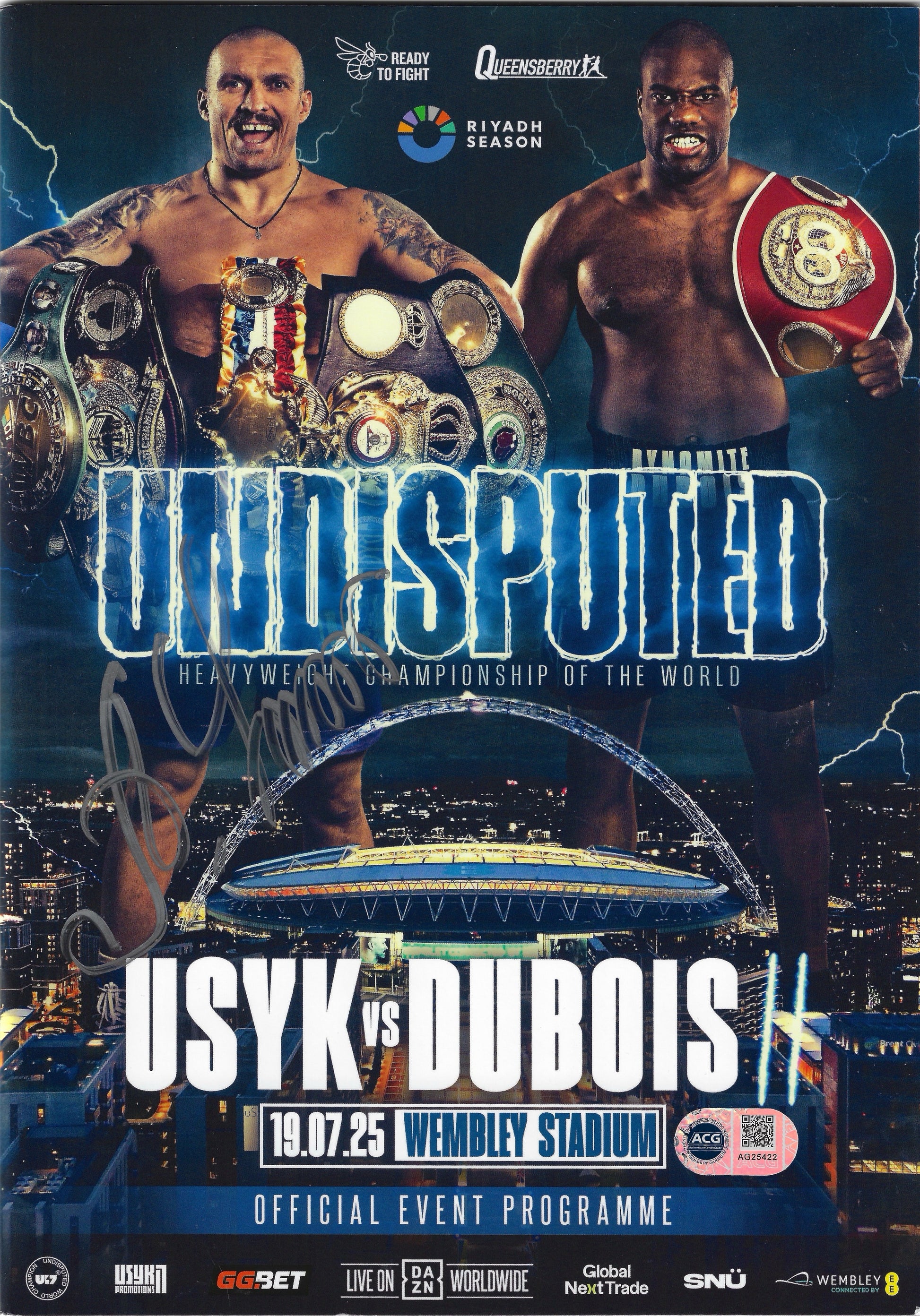 OLEKSANDR USYK SIGNED USYK DUBOIS UNDISPUTED PROGRAMME (ACG CERT AG25422)-1