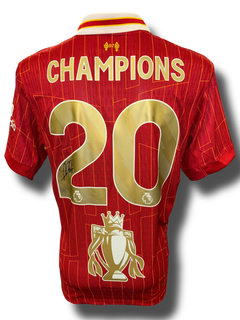 ARNE SLOT SIGNED LIVERPOOL FC 24/25 CHAMPIONS GOLD TROPHY HOME SHIRT (AFTAL COA)-1