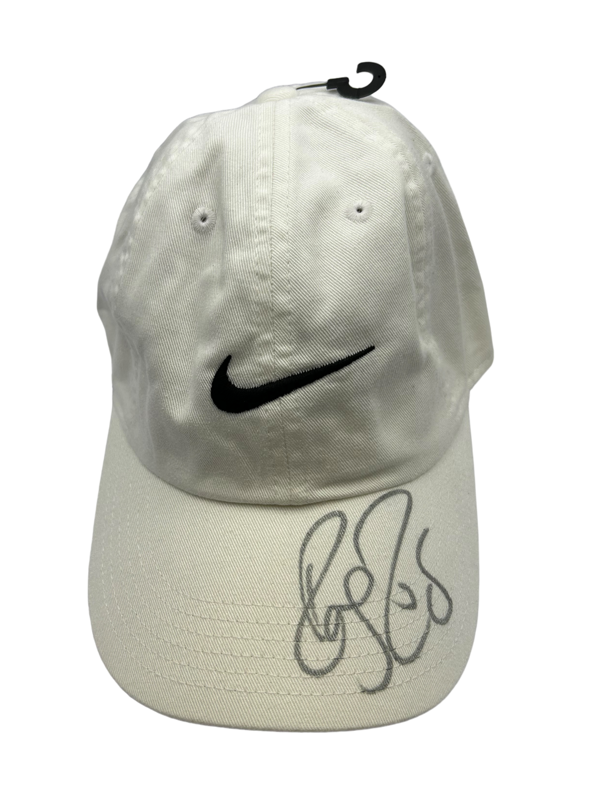 ROGER FEDERER SIGNED WHITE NIKE TENNIS CAP WIMBLEDON (AFTAL COA) 2-2
