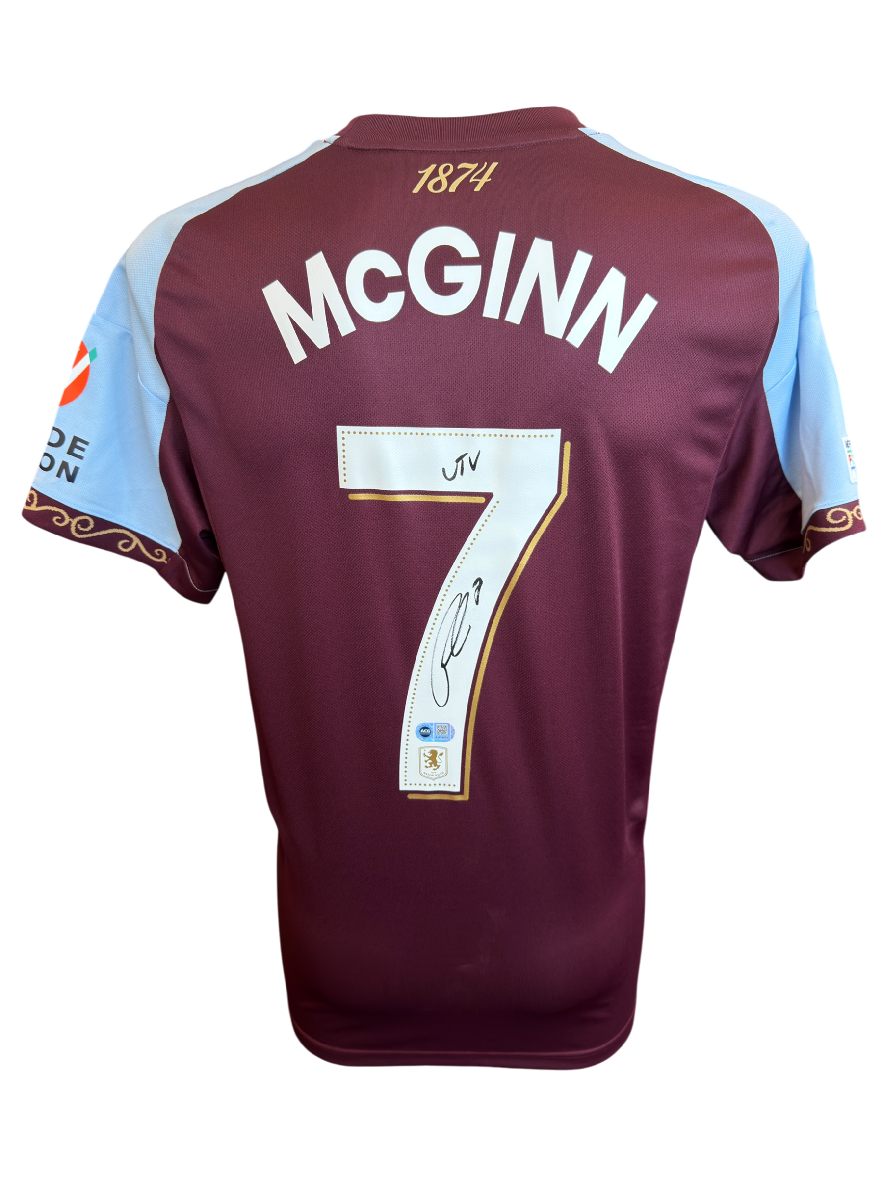 JOHN MCGINN SIGNED 25/26 ASTON VILLA HOME UEL SHIRT (ACG CERT AG19079)