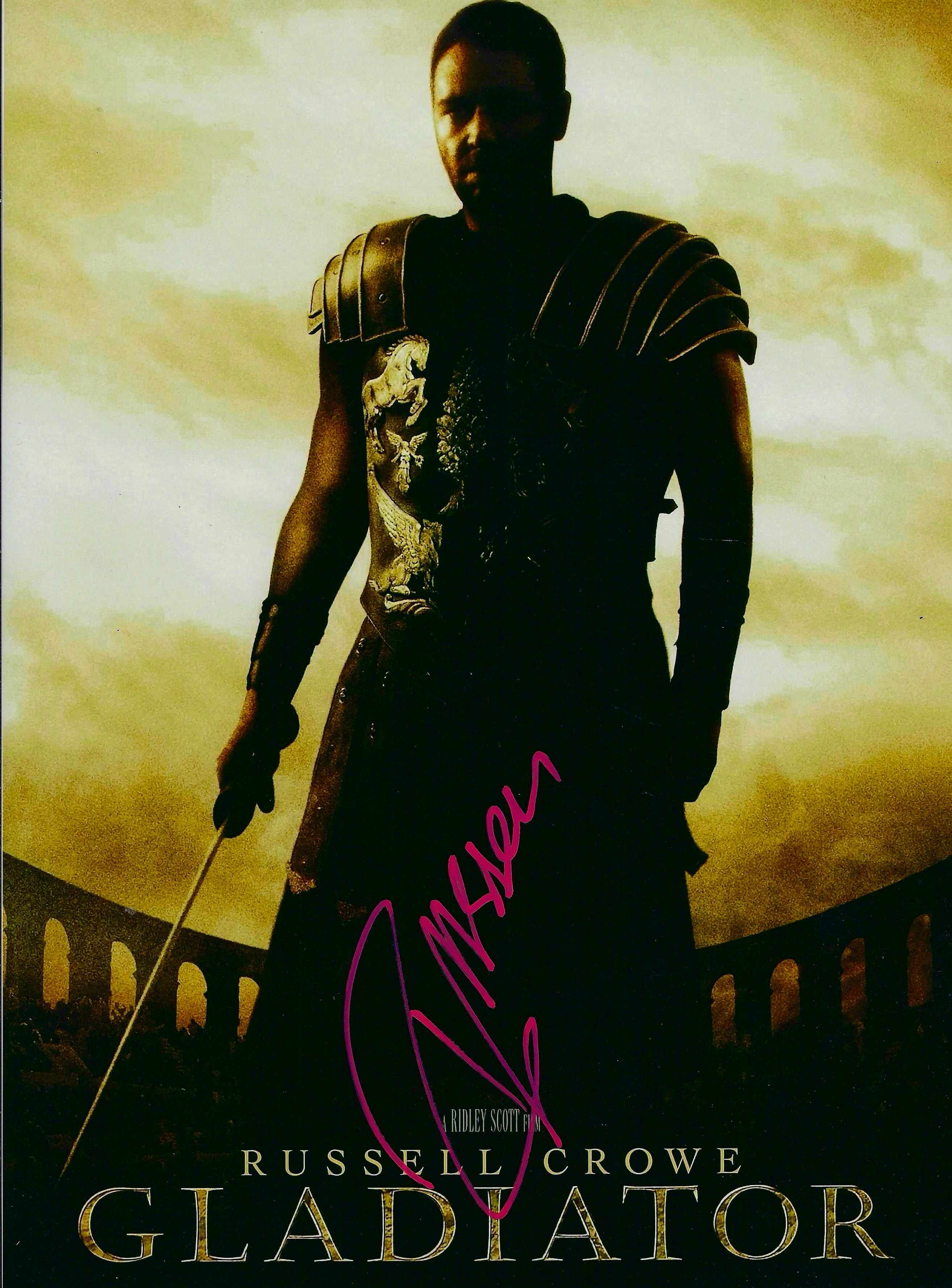 RUSSELL CROWE SIGNED 16x12 GLADIATOR MOVIE PHOTOGRAPH (AFTAL COA)