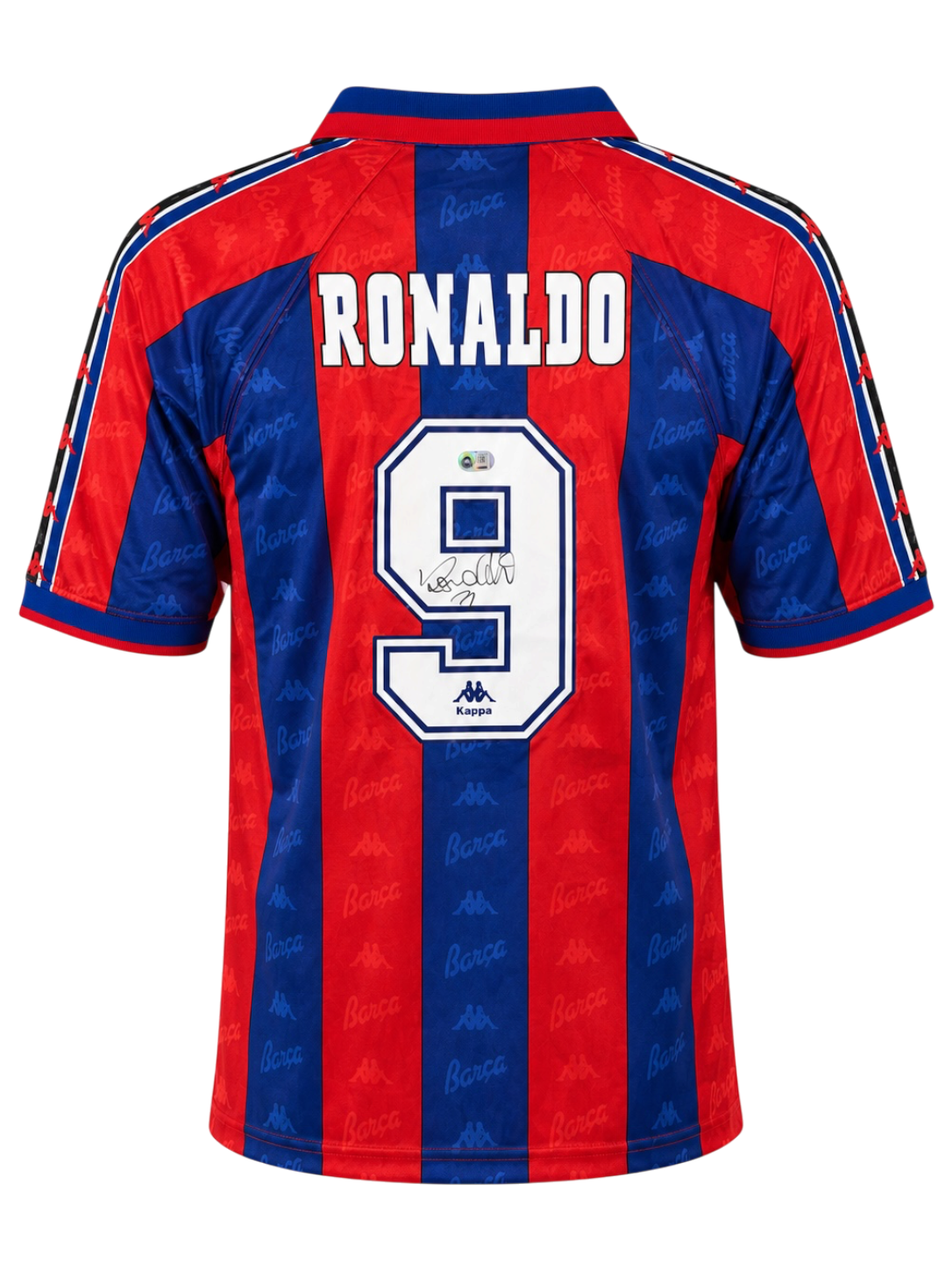 RONALDO NAZARIO SIGNED FC BARCELONA 95/97 HOME SHIRT (ACG CERT AG135546)-1