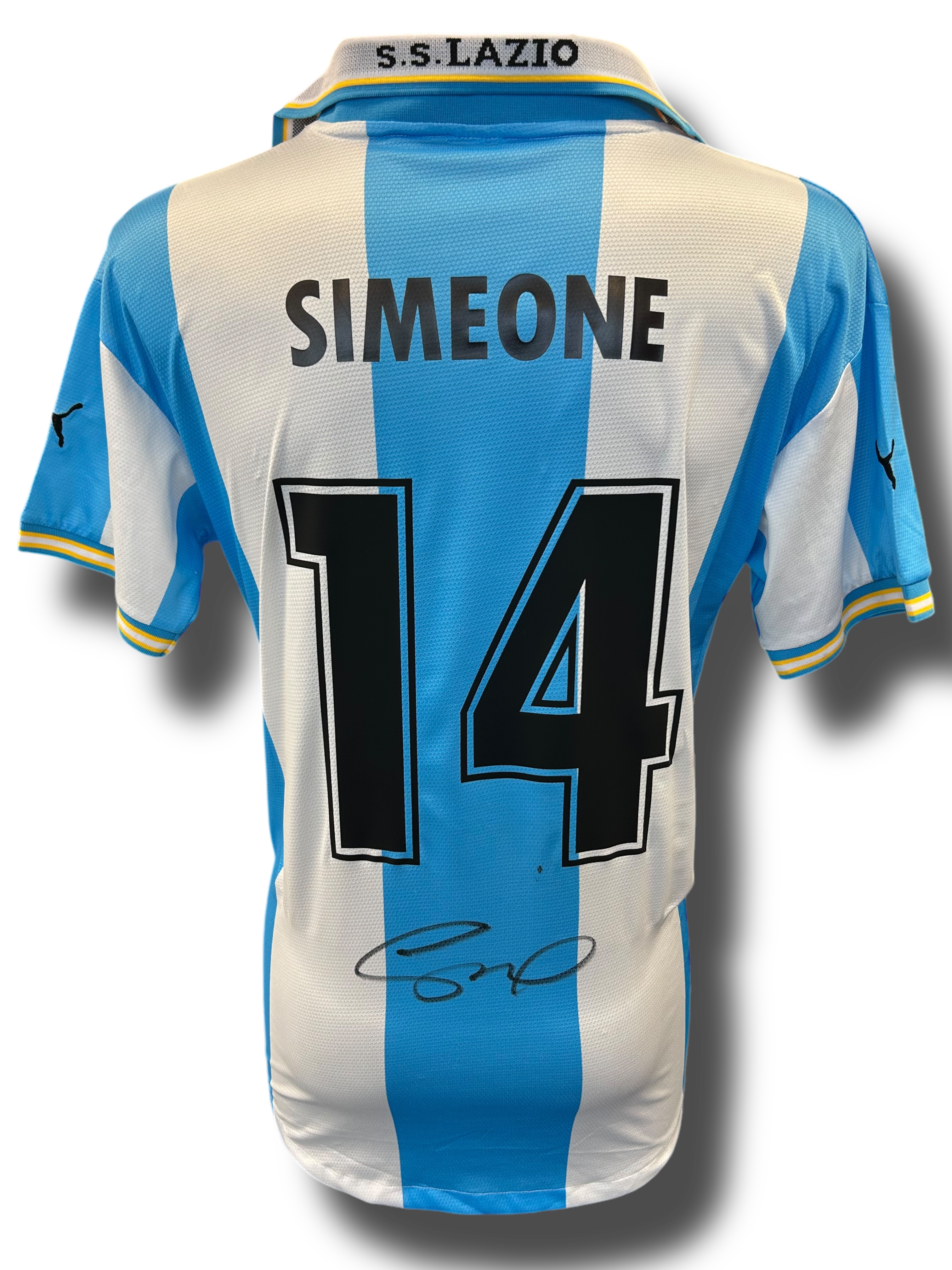 DIEGO SIMEONE SIGNED 1999/2000 SS LAZIO HOME SHIRT SIMEONE 14 (AFTAL COA)