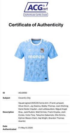 COVENTRY CITY FC 2025/26 CHAMPIONS SQUAD SIGNED HOME SHIRT (ACG CERT AG19060)-2
