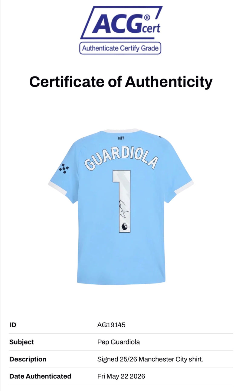 PEP GUARDIOLA SIGNED 2025/26 MANCHESTER CITY HOME SHIRT (ACG CERT AG19145)-2