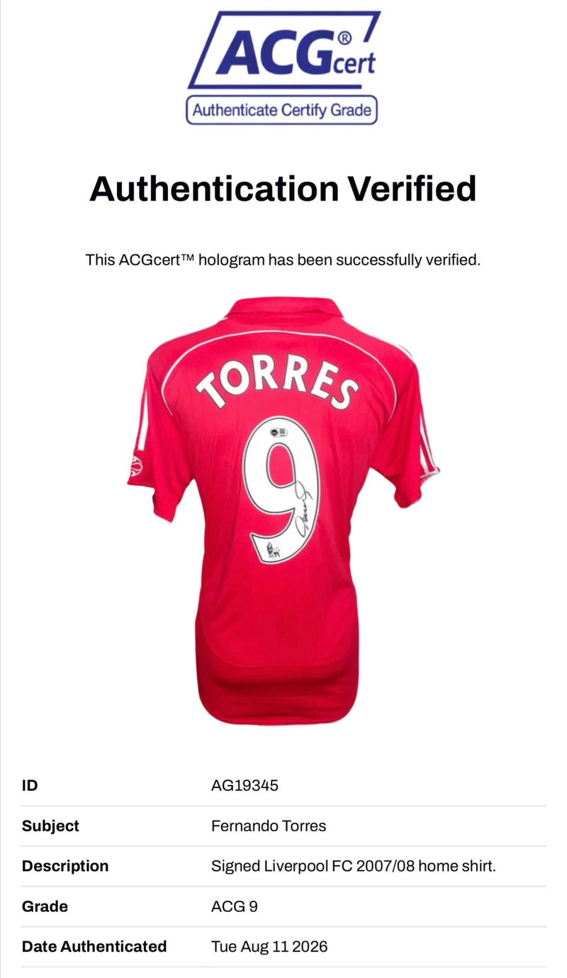 FERNANDO TORRES SIGNED LIVERPOOL 2006/08 HOME SHIRT (ACG CERT AG19345)-2