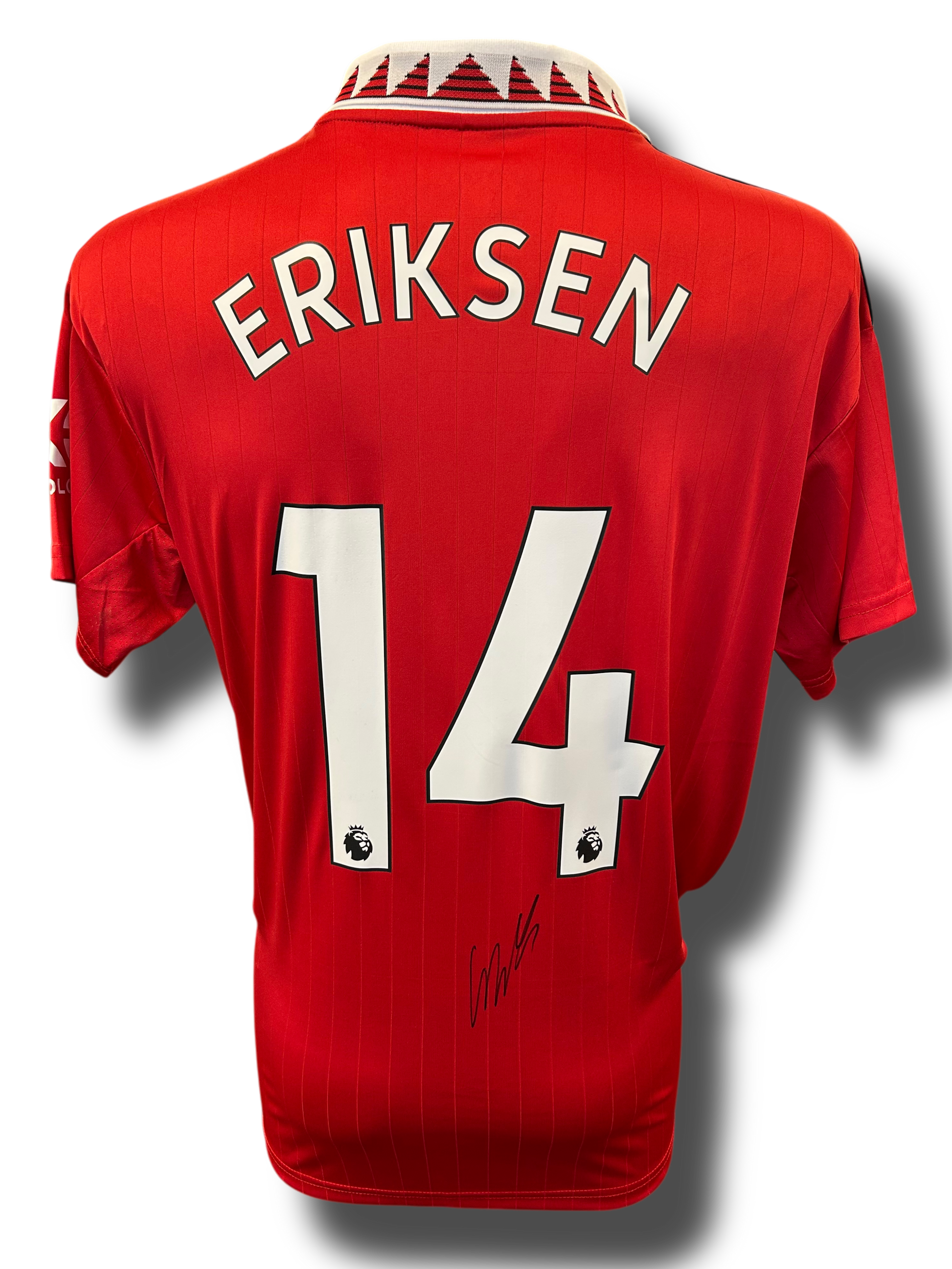CHRISTIAN ERIKSEN SIGNED 2022/23 MANCHESTER UTD HOME SHIRT (AFTAL COA) 2-1