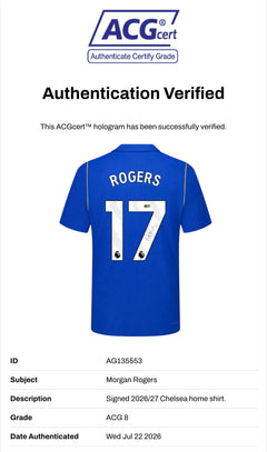 MORGAN ROGERS SIGNED CHELSEA FC 2026/27 HOME SHIRT (ACG CERT AG135553)-2