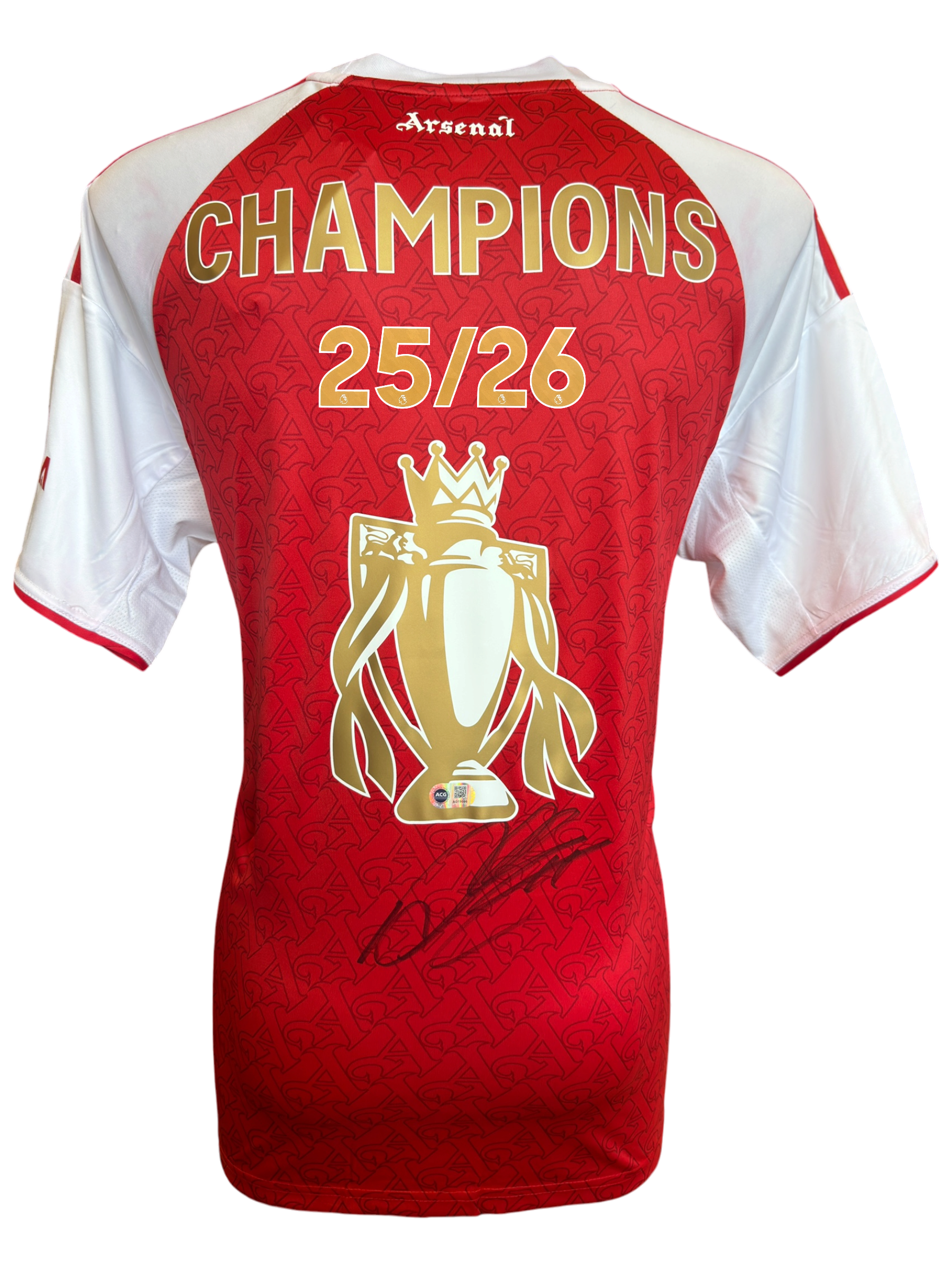 DECLAN RICE SIGNED ARSENAL CHAMPIONS 25/26 HOME SHIRT (ACG CERT AG19096)