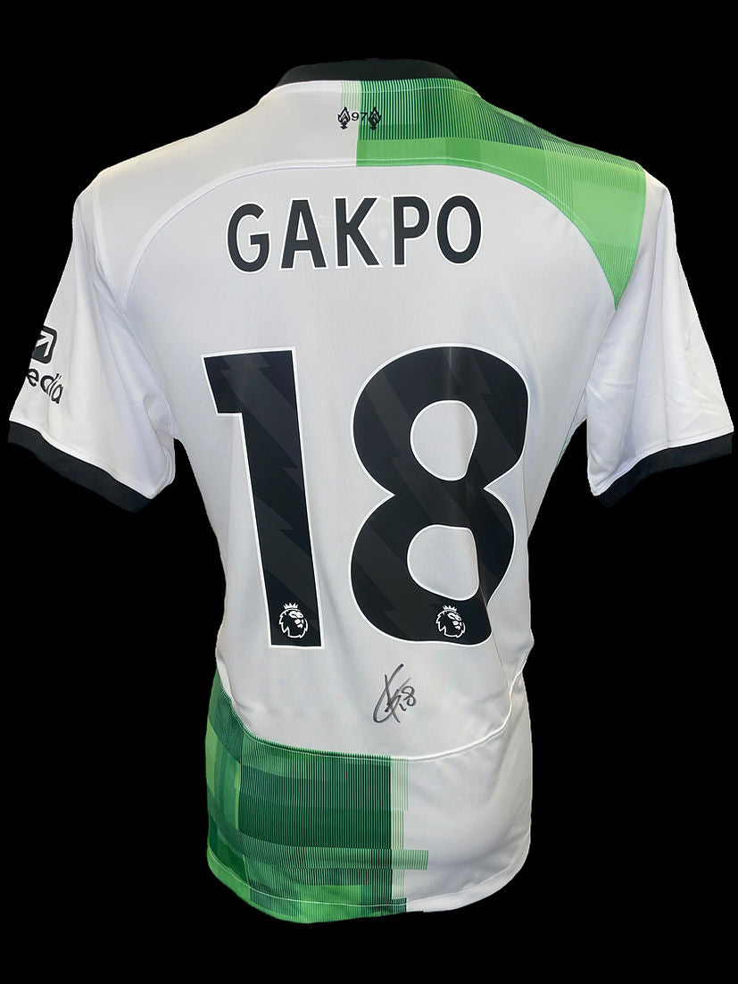 CODY GAKPO SIGNED 2023/24 LIVERPOOL FC AWAY SHIRT (AFTAL COA)