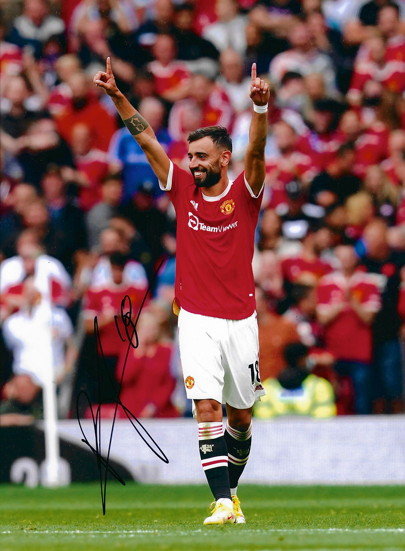 BRUNO FERNANDES SIGNED MANCHESTER UNITED 16X12 PHOTOGRAPH 2 (AFTAL COA)