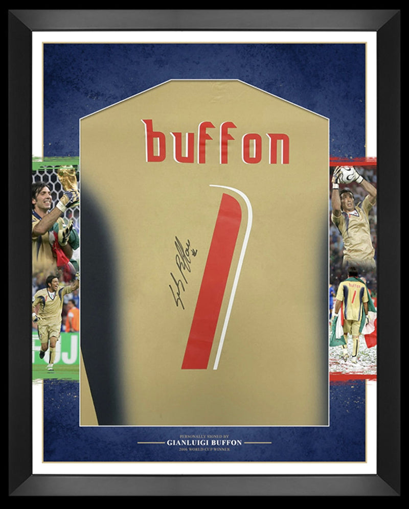 GIANLUIGI BUFFON FRAMED SIGNED 2006 ITALY WORLD CUP FINAL SHIRT (AFTAL COA)-1