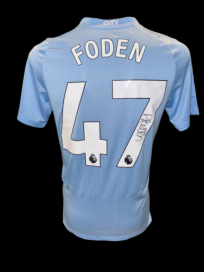PHIL FODEN SIGNED 2023/24 MANCHESTER CITY HOME PLAYER VERSION SHIRT (AFTAL COA)-1
