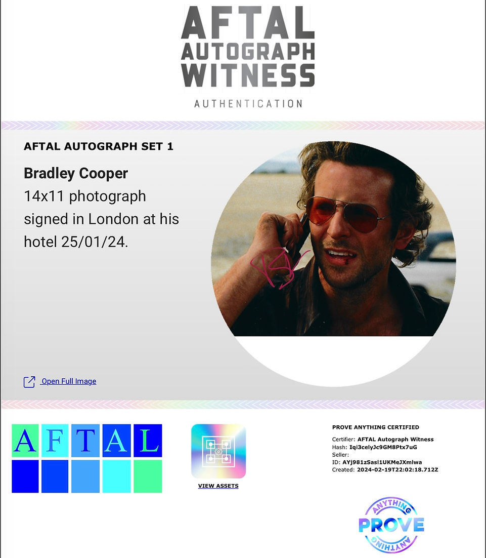 BRADLEY COOPER SIGNED 14x11 PHOTOGRAPH PHIL THE HANGOVER (AFTAL WITNESSED COA)