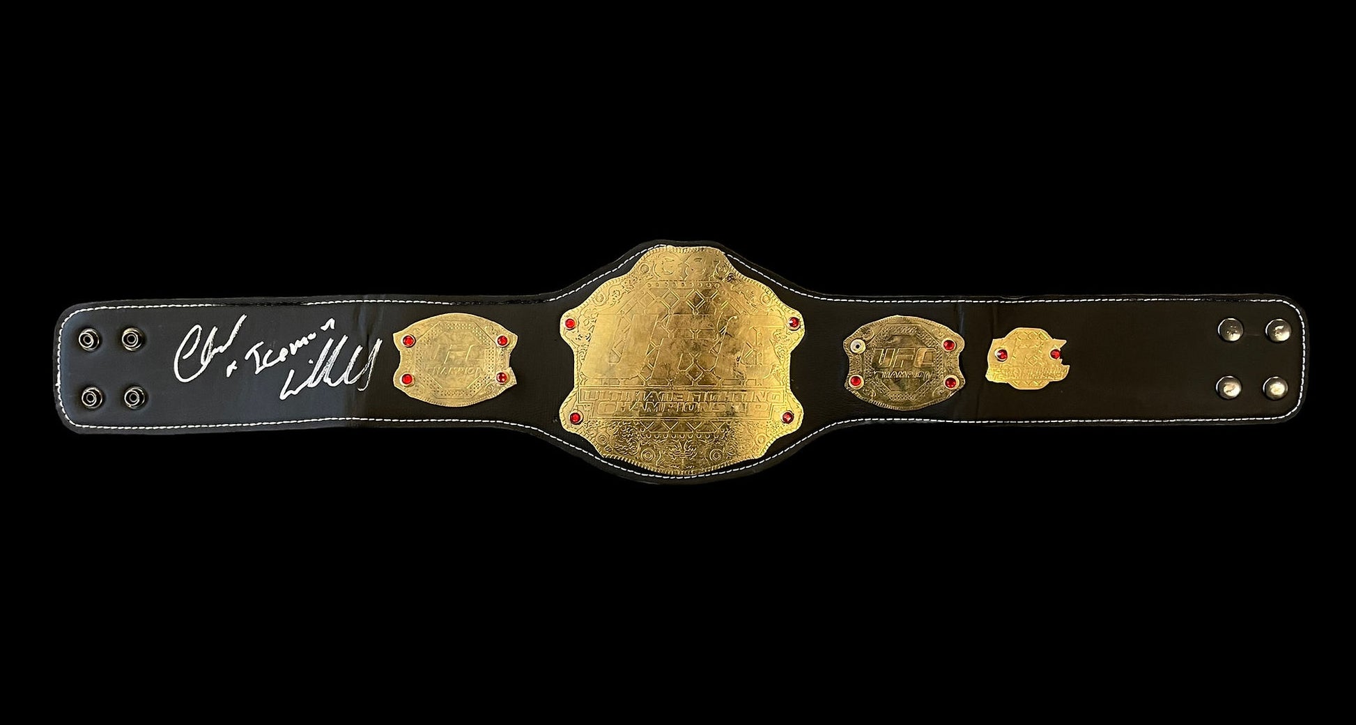 CHUCK LIDDELL THE ICEMAN SIGNED UFC MMA MINI CHAMPIONSHIP BELT (AFTAL COA)-1