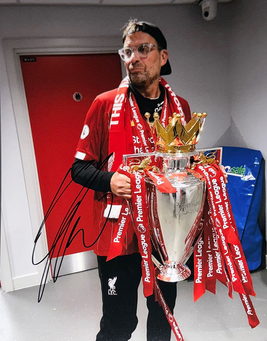 JURGEN KLOPP SIGNED LIVERPOOL FC LEAGUE CHAMPIONS WINNERS 16x12 AFTAL COA