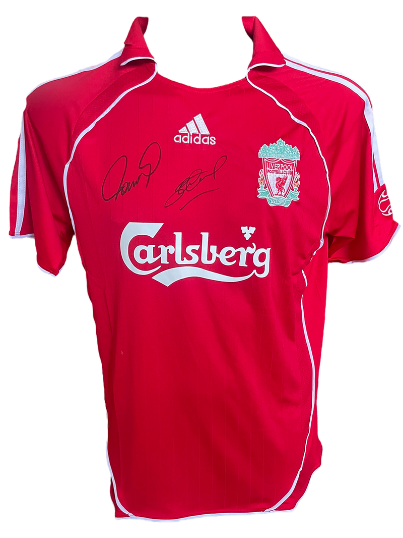 FERNANDO TORRES & STEVEN GERRARD SIGNED LIVERPOOL 2006/08 HOME SHIRT (AFTAL COA)-1